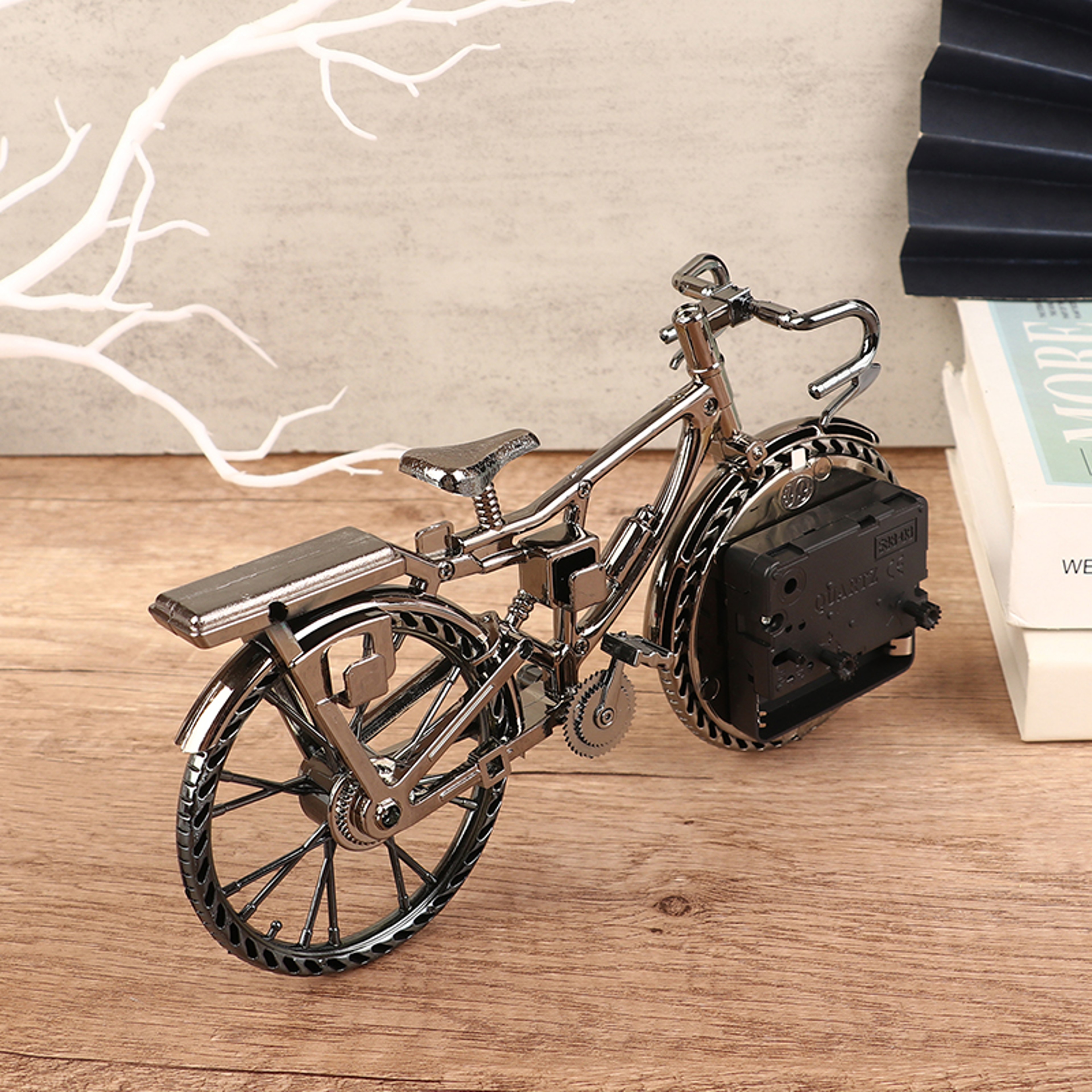 Vintage Bicycle Table Alarm Clock Decorative Desk Clock With Arabic Numerals For Home Decor 4