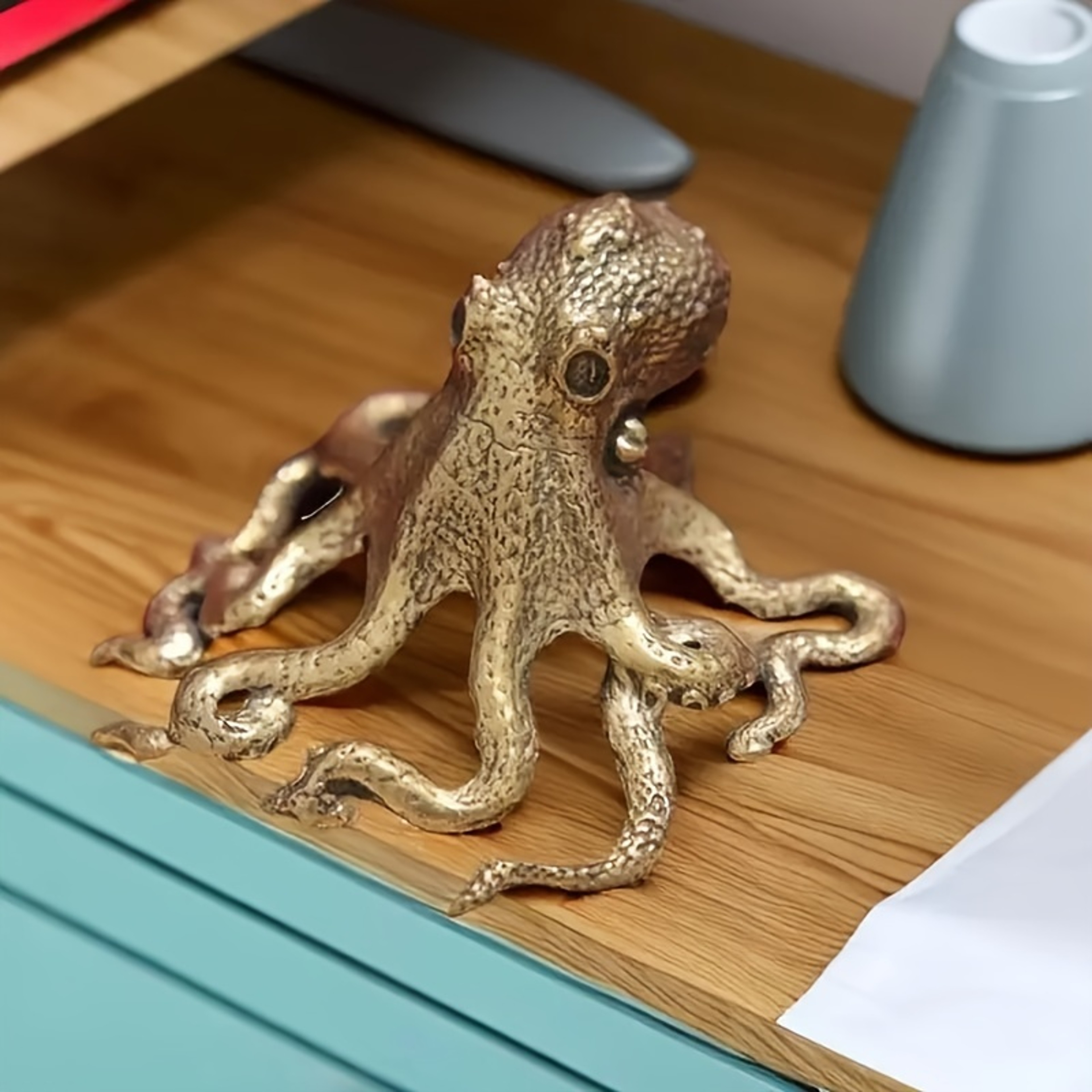 Vintage Brass Octopus Statue Retro Tea Pet Collectible Decor 1