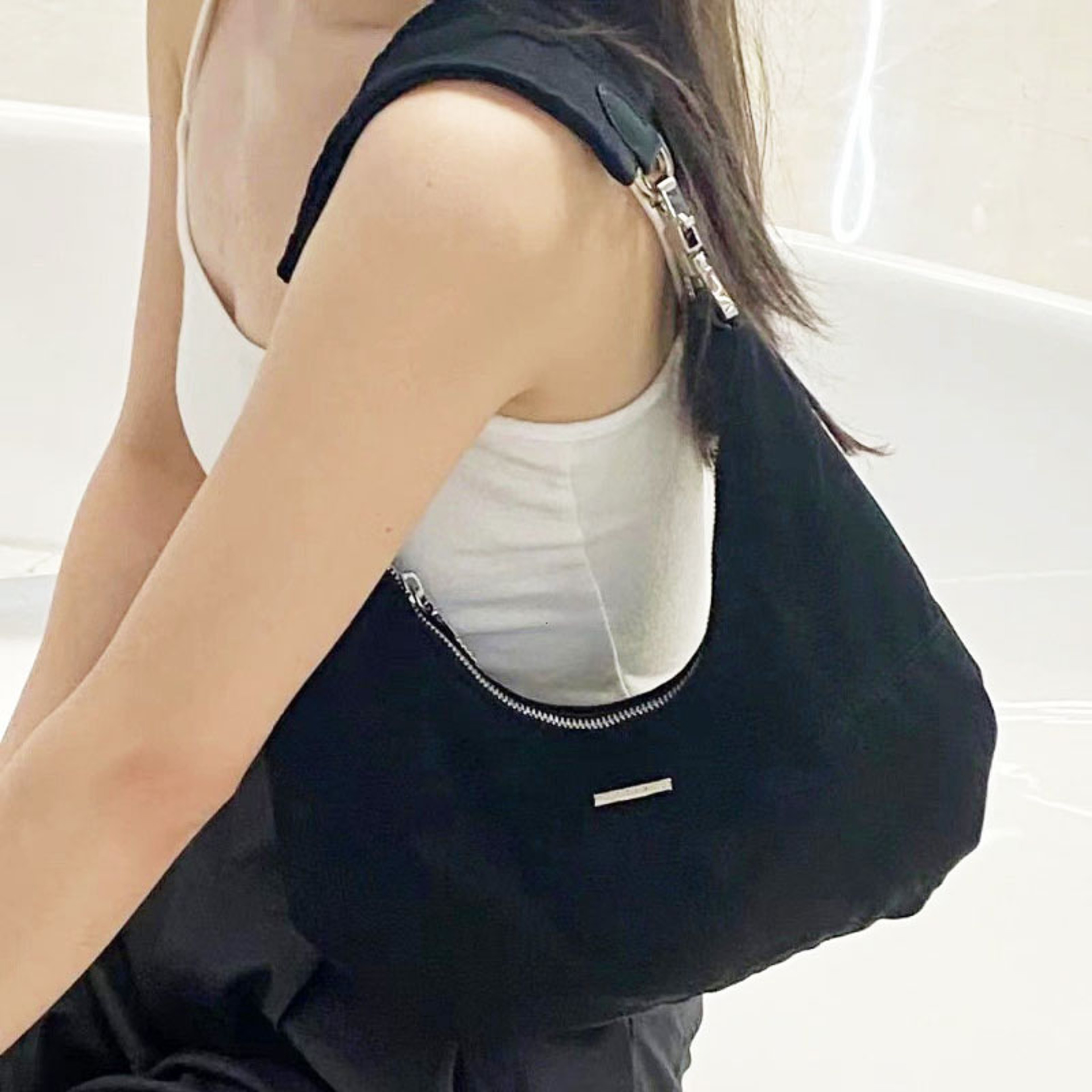 Retro Crescent Nylon Shoulder Bag For Women YK Underarm Bag Soft Hobo Purse 3