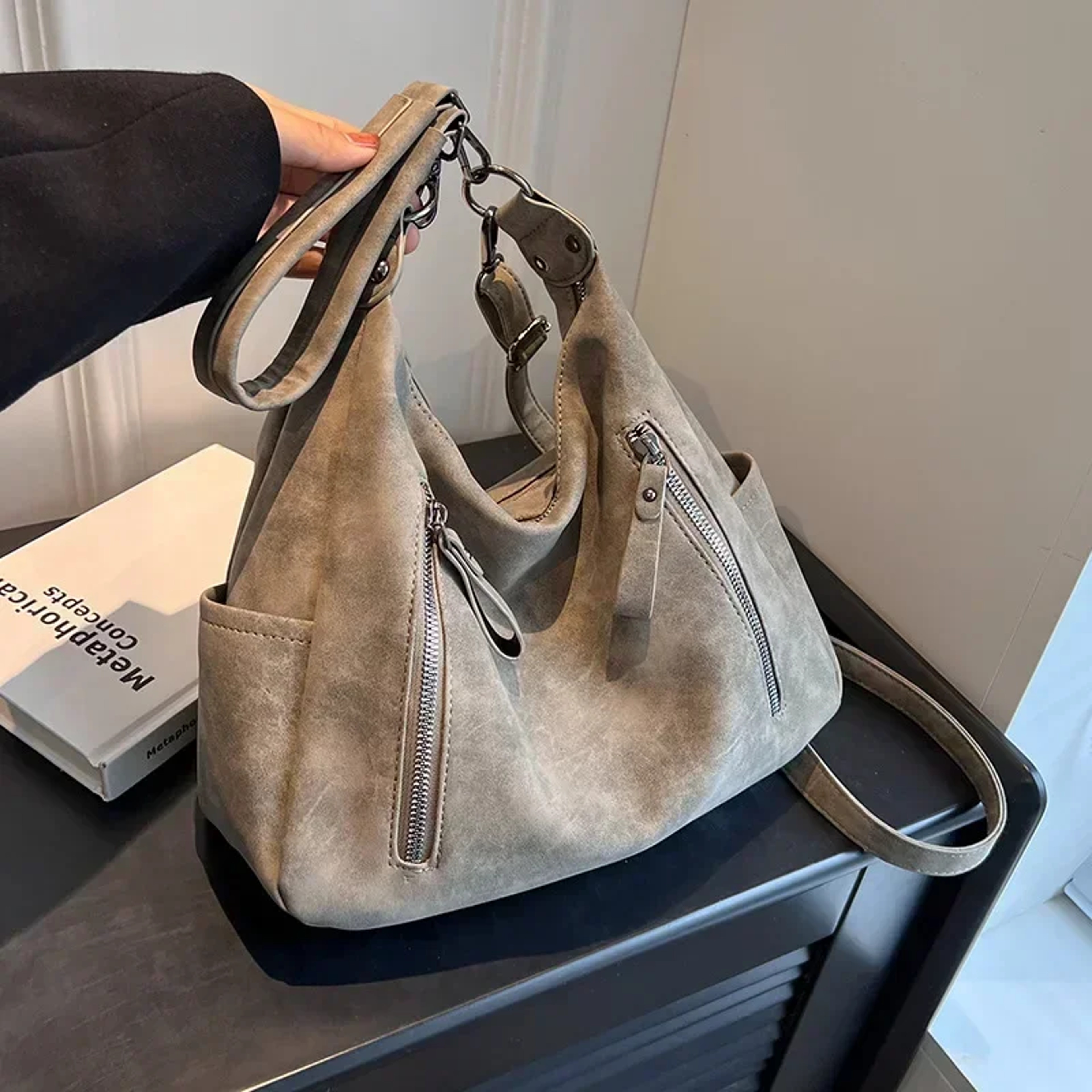Vintage Matte PU Leather Crossbody Bag for Women Large Capacity Designer Shoulder Handbag – view 8