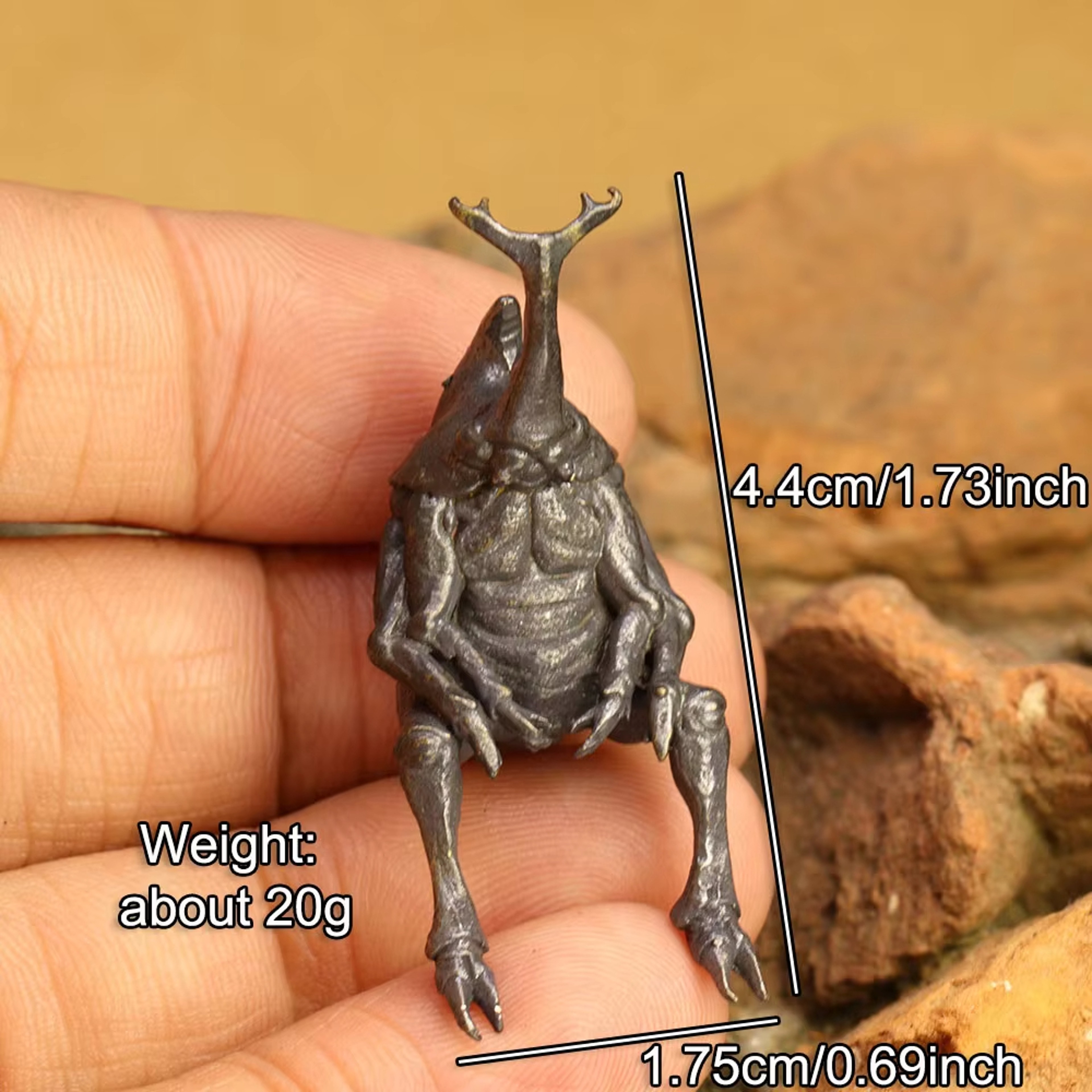 Handmade Copper Rhinoceros Beetle Model Miniature Insect Figurine for Desk Car Decor – view 5