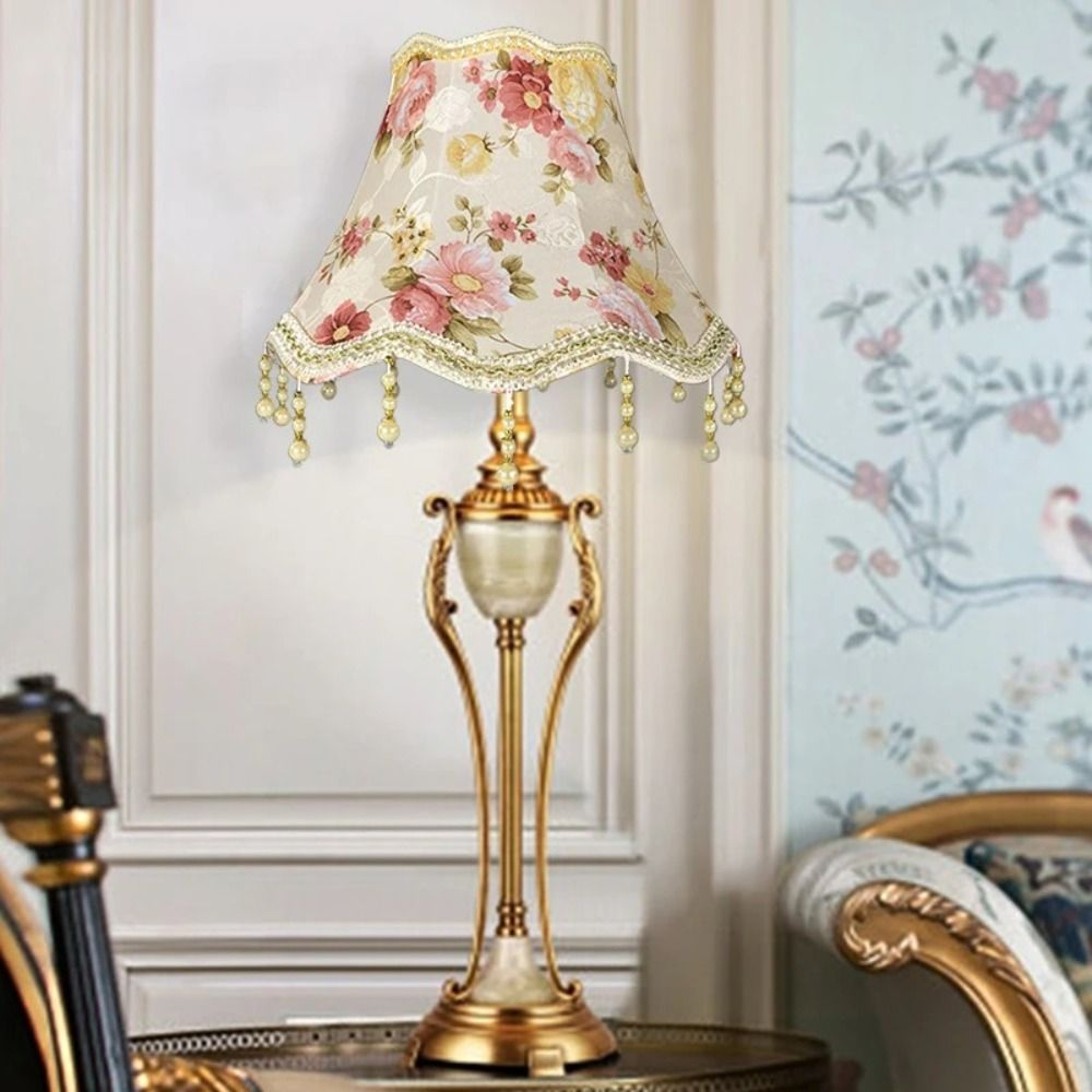 European Pearl Tassel Lampshade Cover For Table Floor Lamp  Elegant Fabric Shade 4