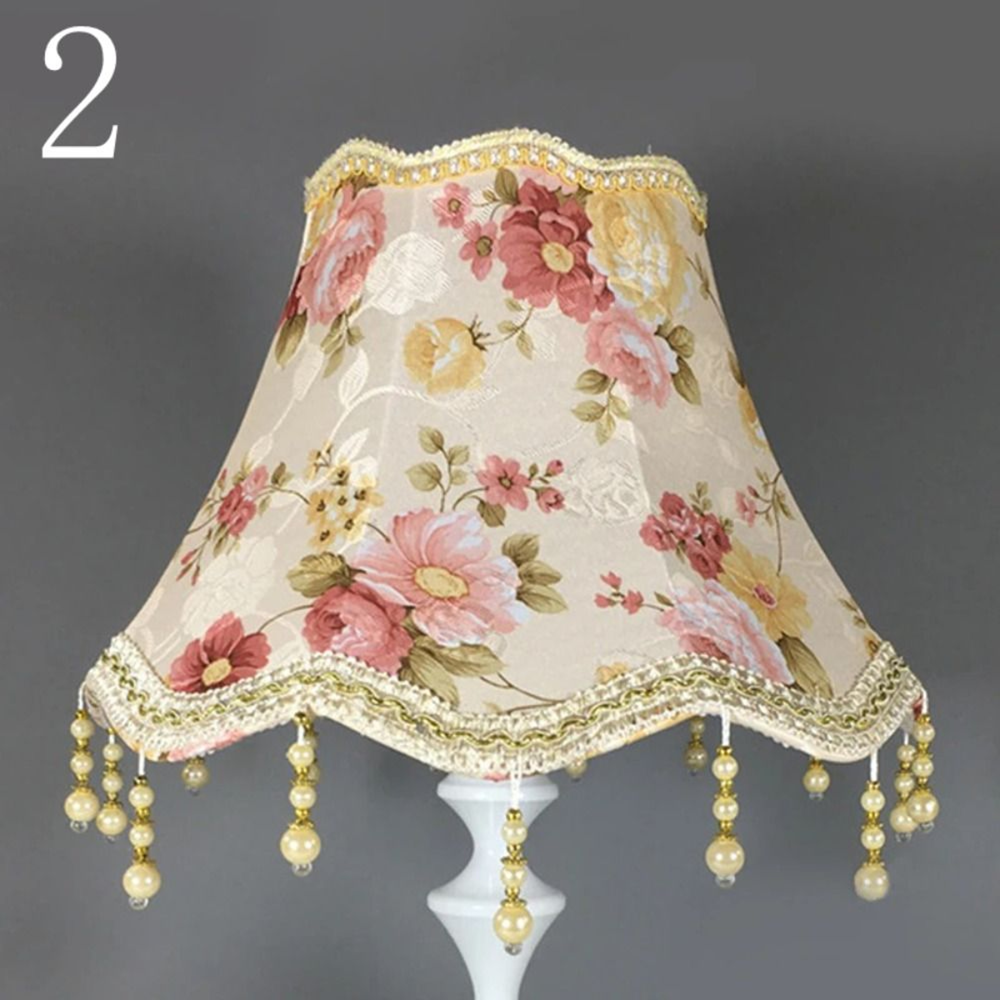 European Pearl Tassel Lampshade Cover For Table Floor Lamp  Elegant Fabric Shade 7
