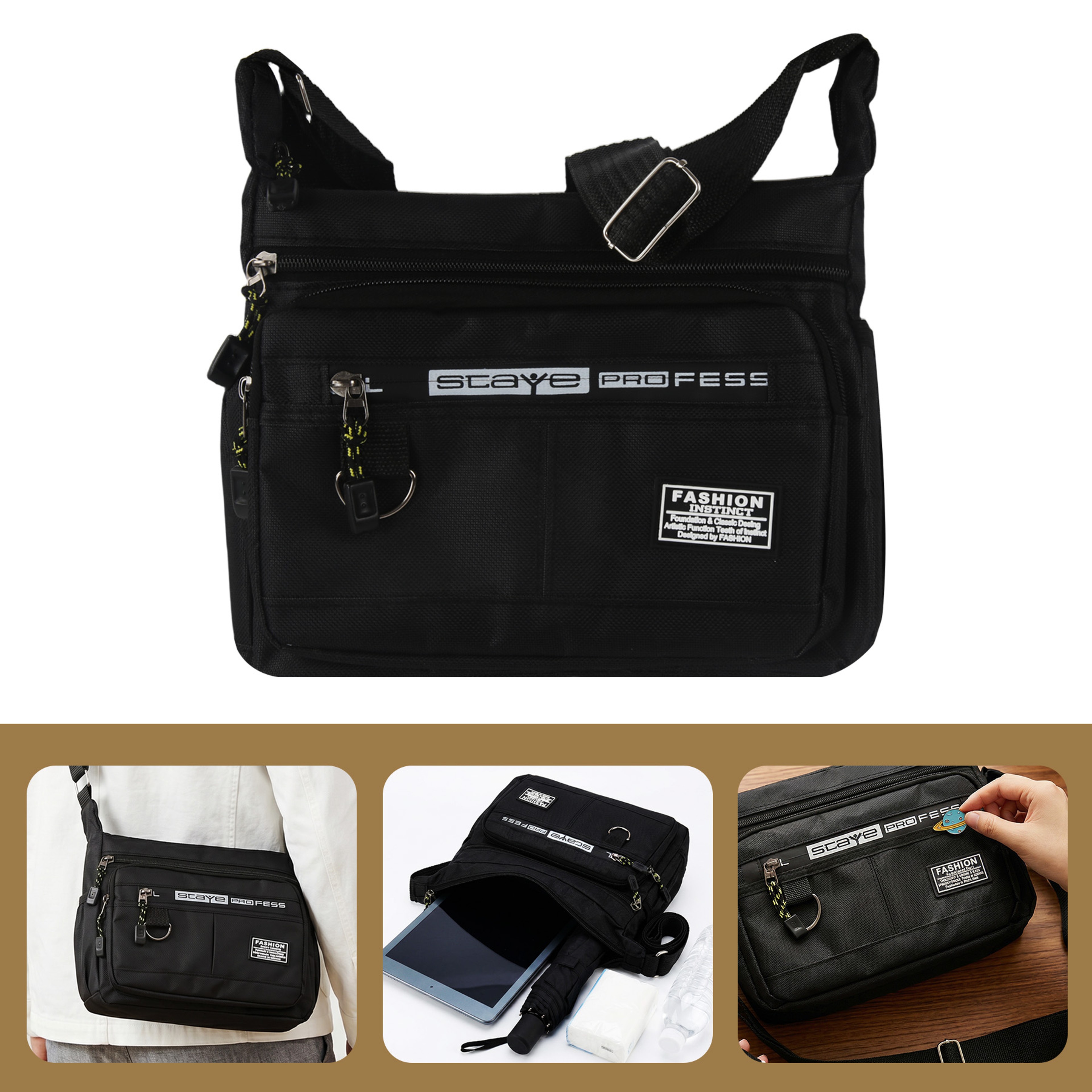 UrbanFlex Oxford Crossbody Messenger Bag With Multi Pocket Storage 2