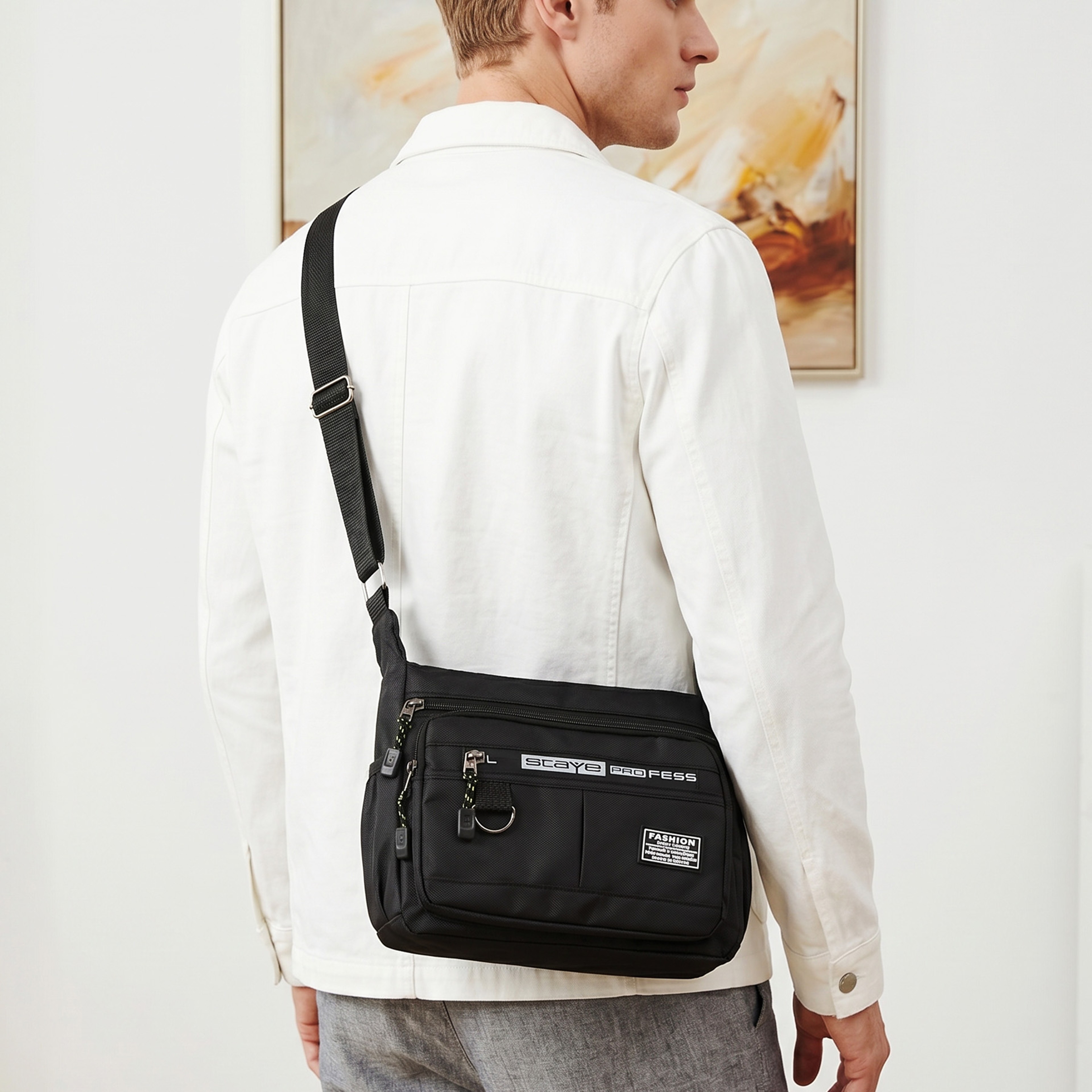 UrbanFlex Oxford Crossbody Messenger Bag With Multi Pocket Storage 4