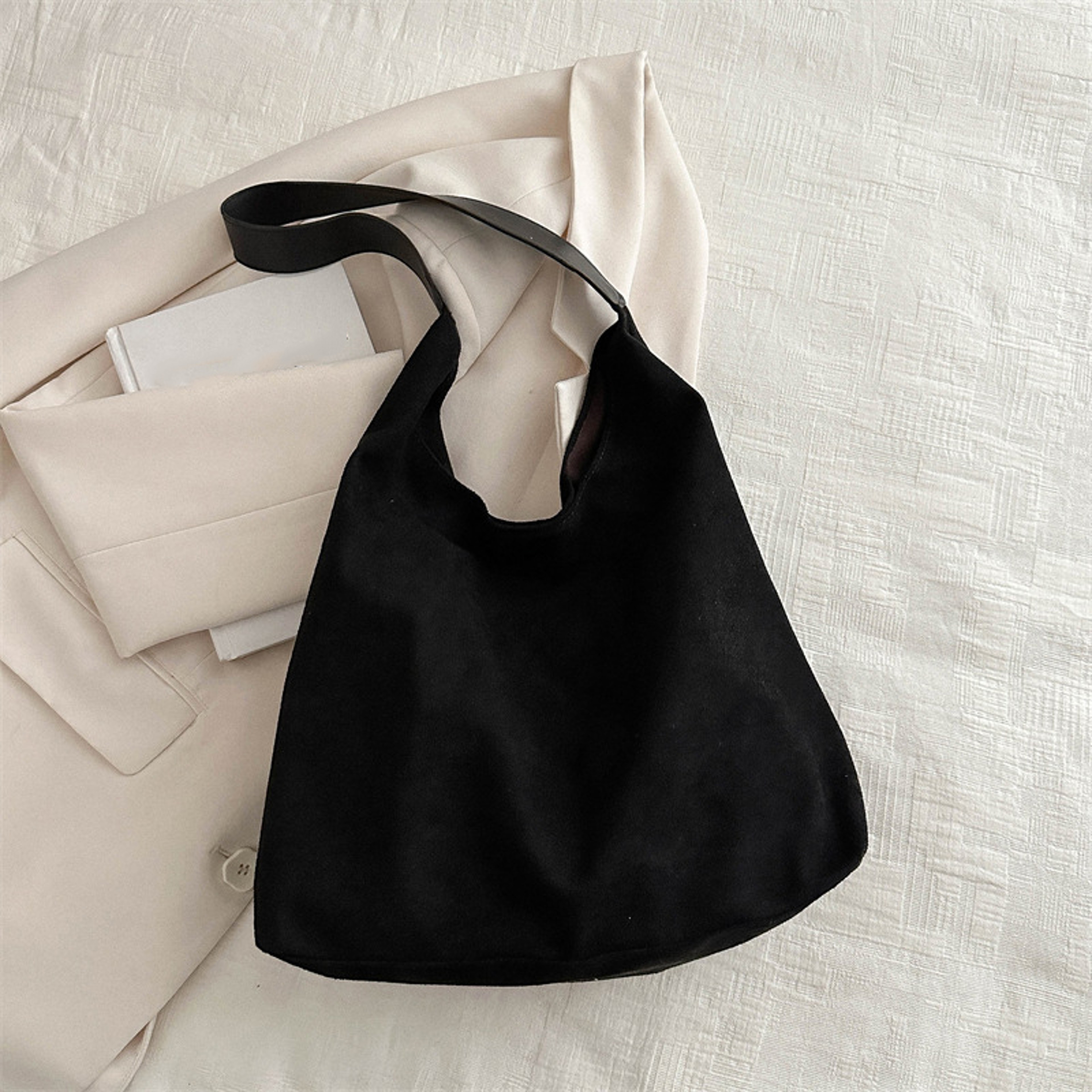Vintage Suede Tote Bag Large Capacity Shoulder Handbag For Everyday Commuting 7