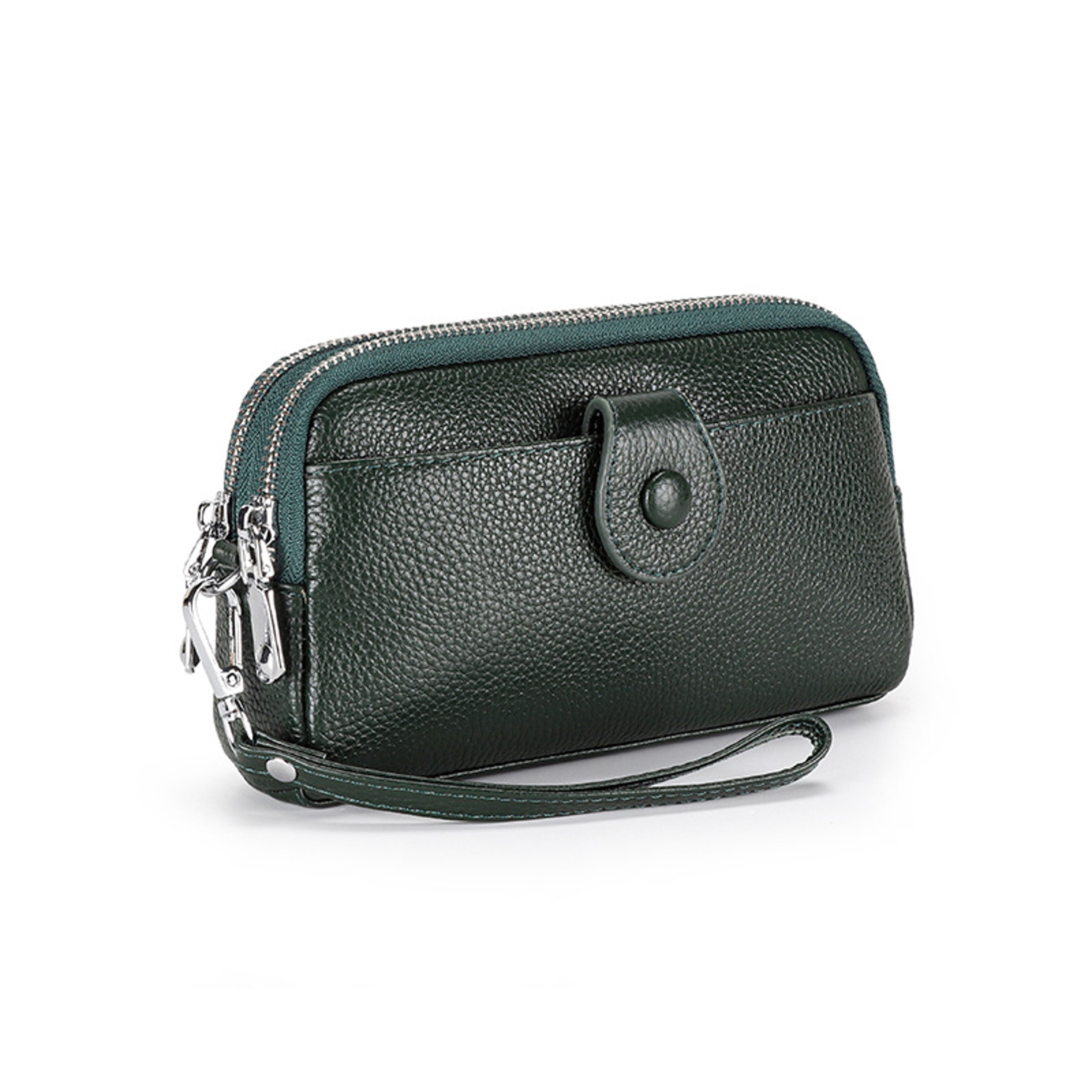 Genuine Leather Wallet Women Clutch Purse With Chain Crossbody Wrist Bag 4