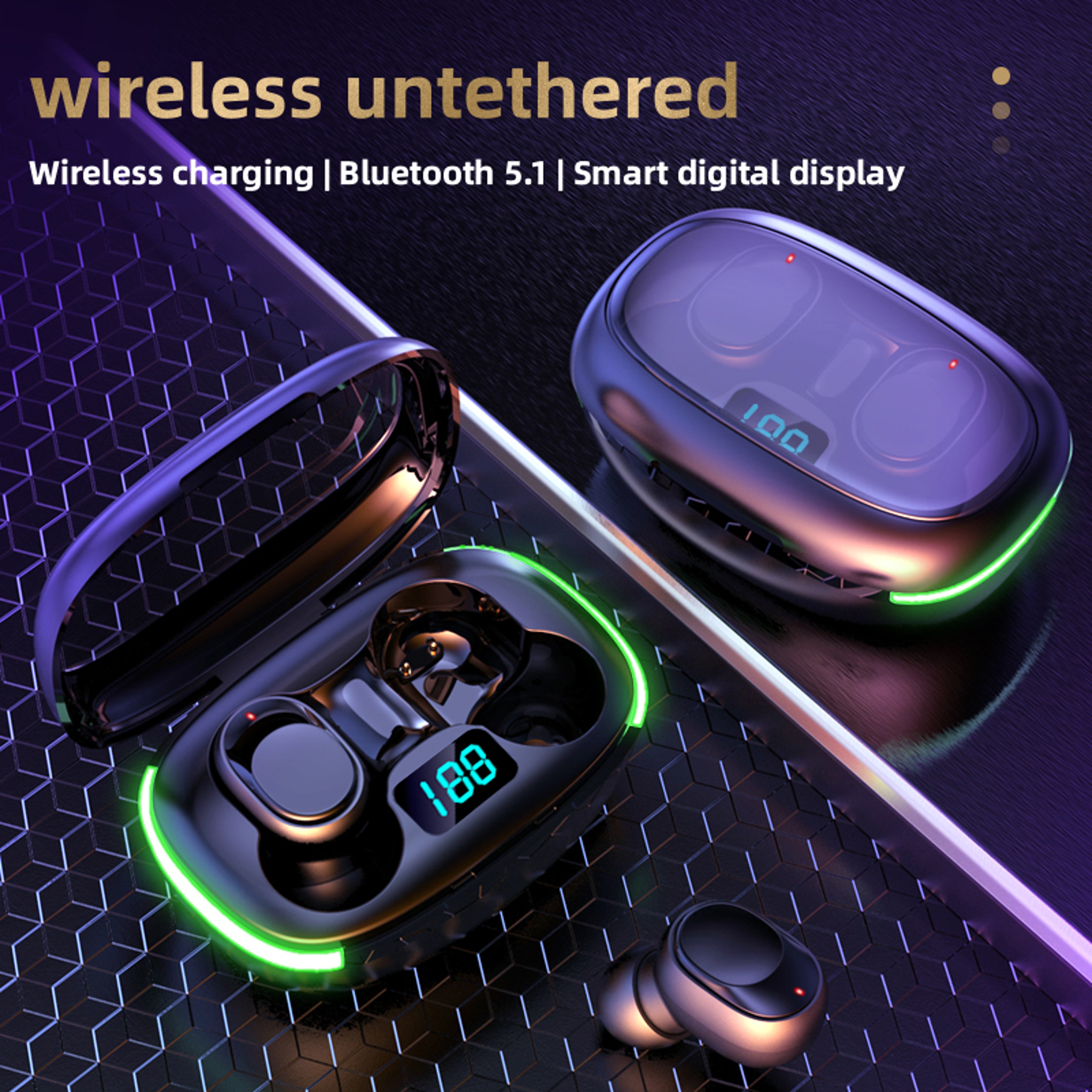Smart LED Display Bluetooth Earbuds With HiFi Stereo Sound And Long Battery Life 0