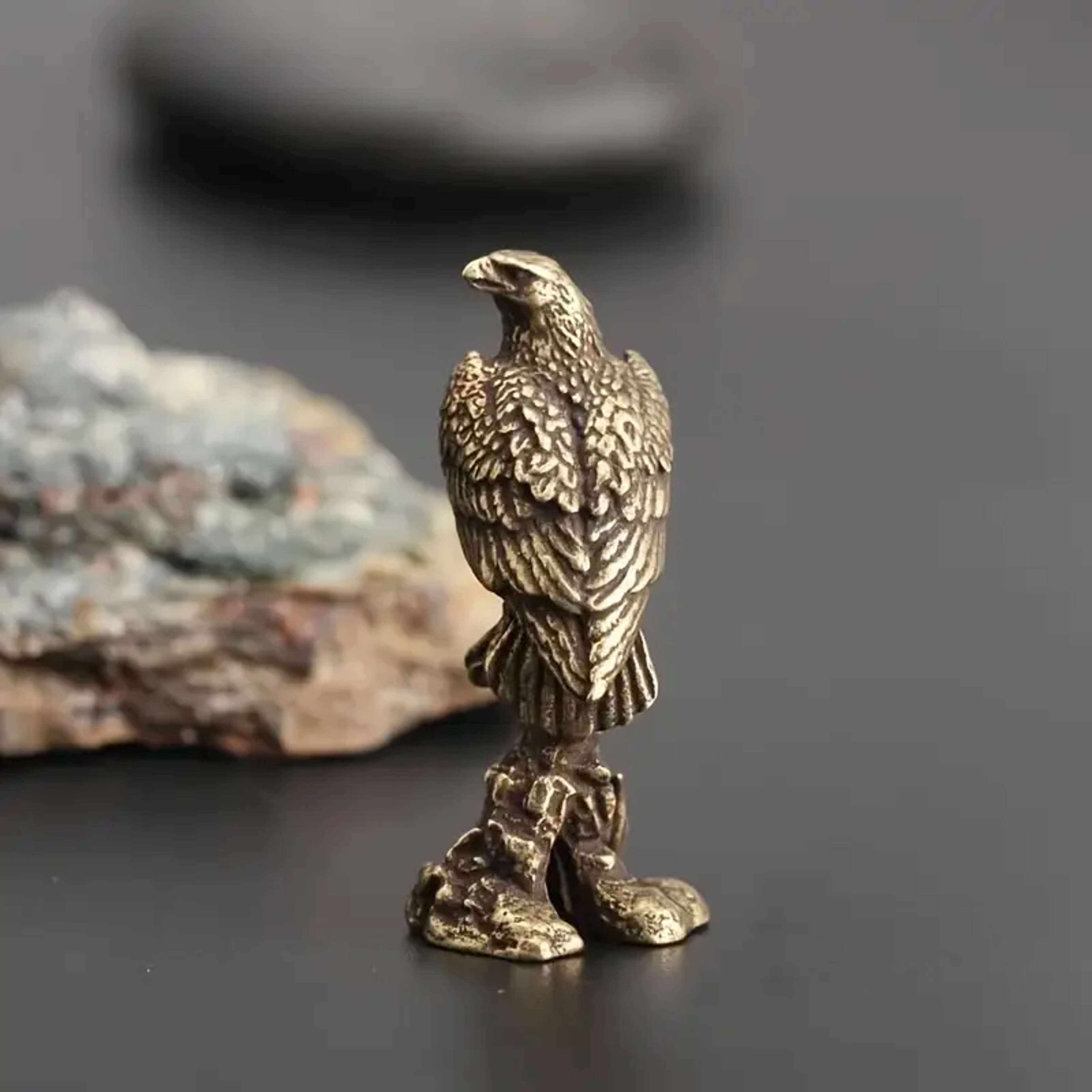 Handcrafted Bronze Eagle Sculpture Miniature Bird Statue For Elegant Home Decor 2
