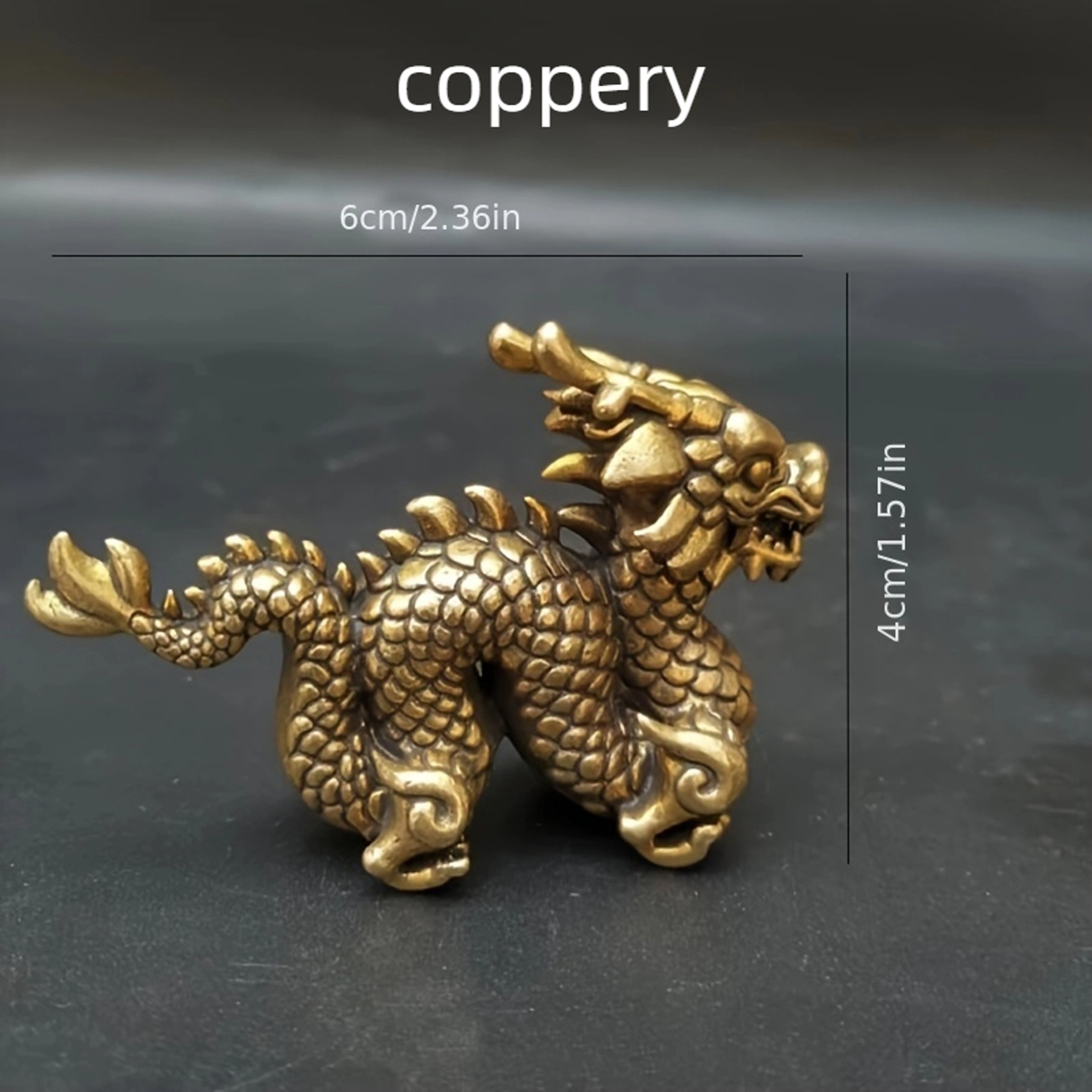 Vintage Brass Dragon Statue Chinese Feng Shui Dragon Decor Sculpture – view 6