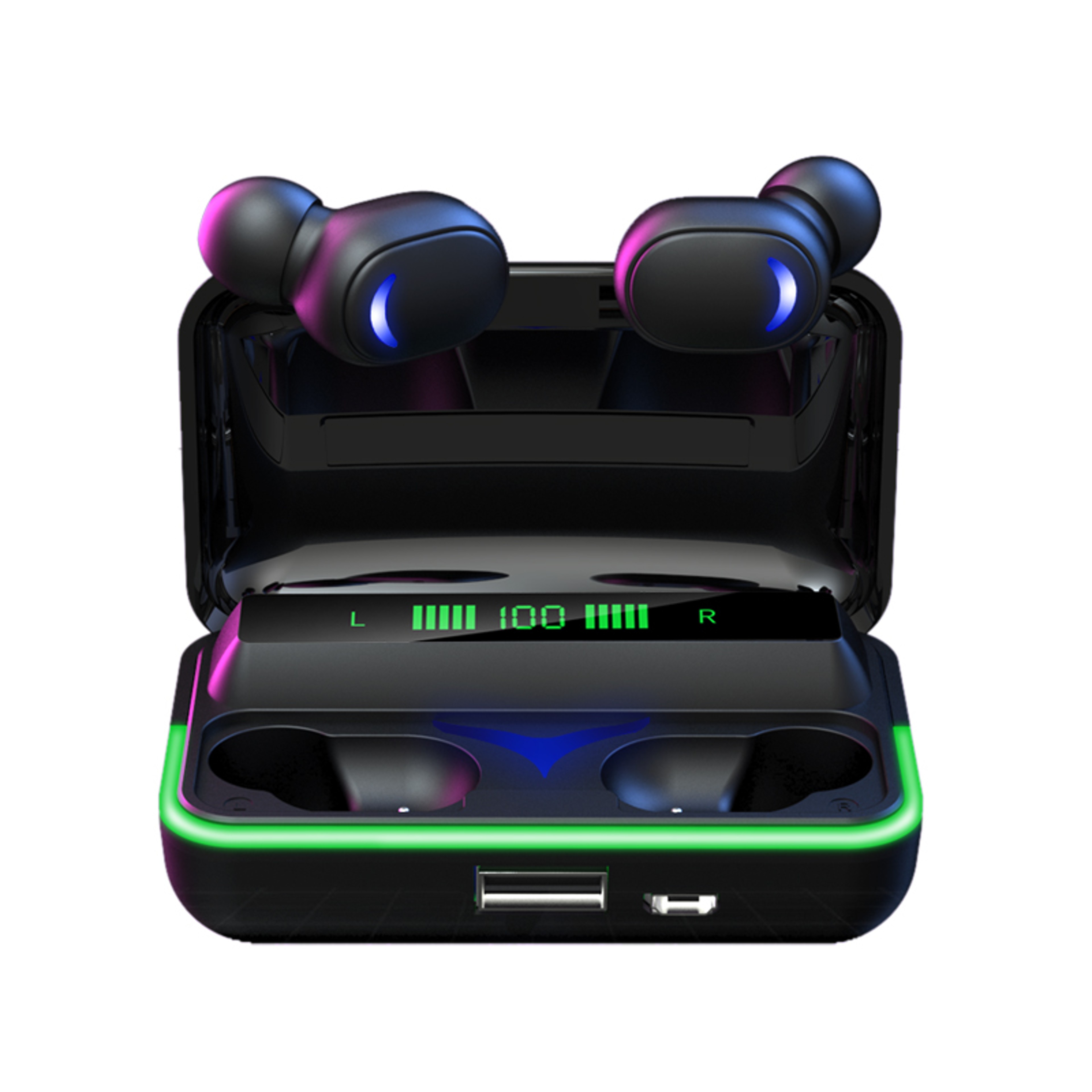 Flip Cover Wireless Bluetooth Earbuds With Charging Case And Touch Control Stereo Sound 1