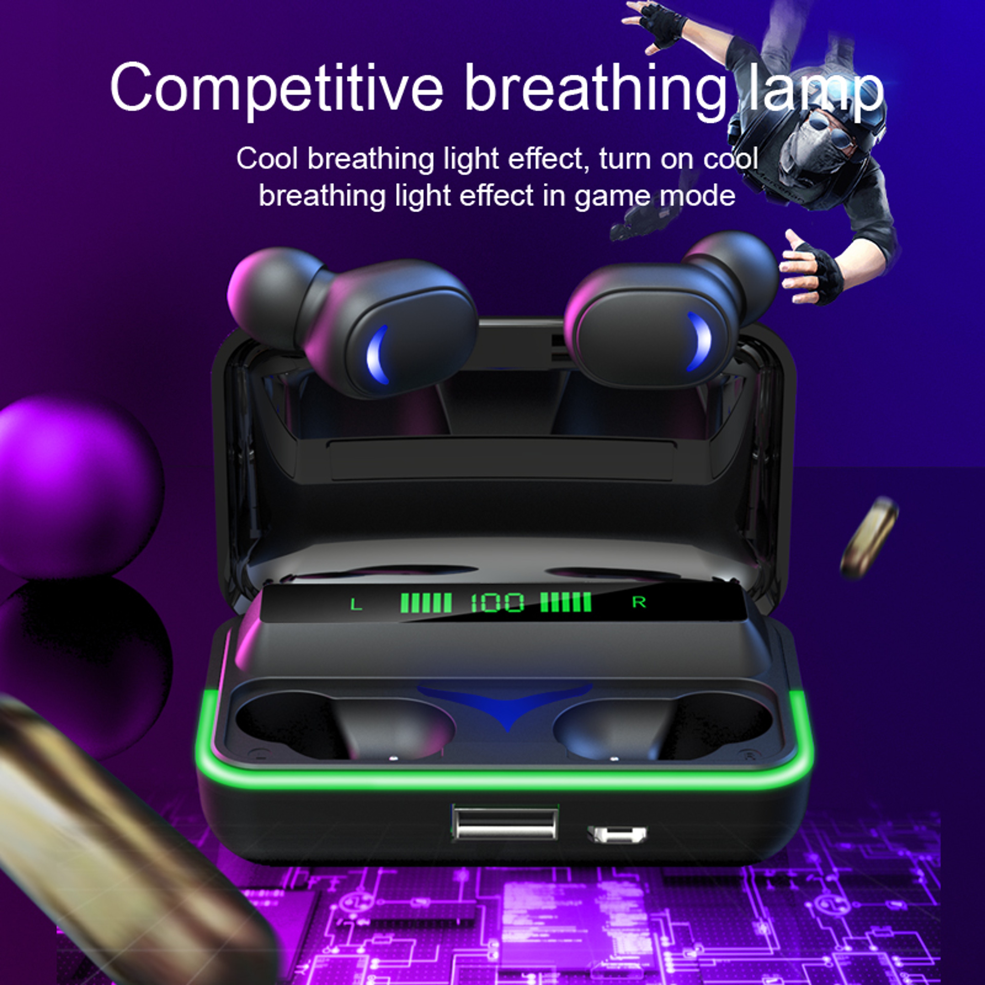 Flip Cover Wireless Bluetooth Earbuds With Charging Case And Touch Control Stereo Sound 6