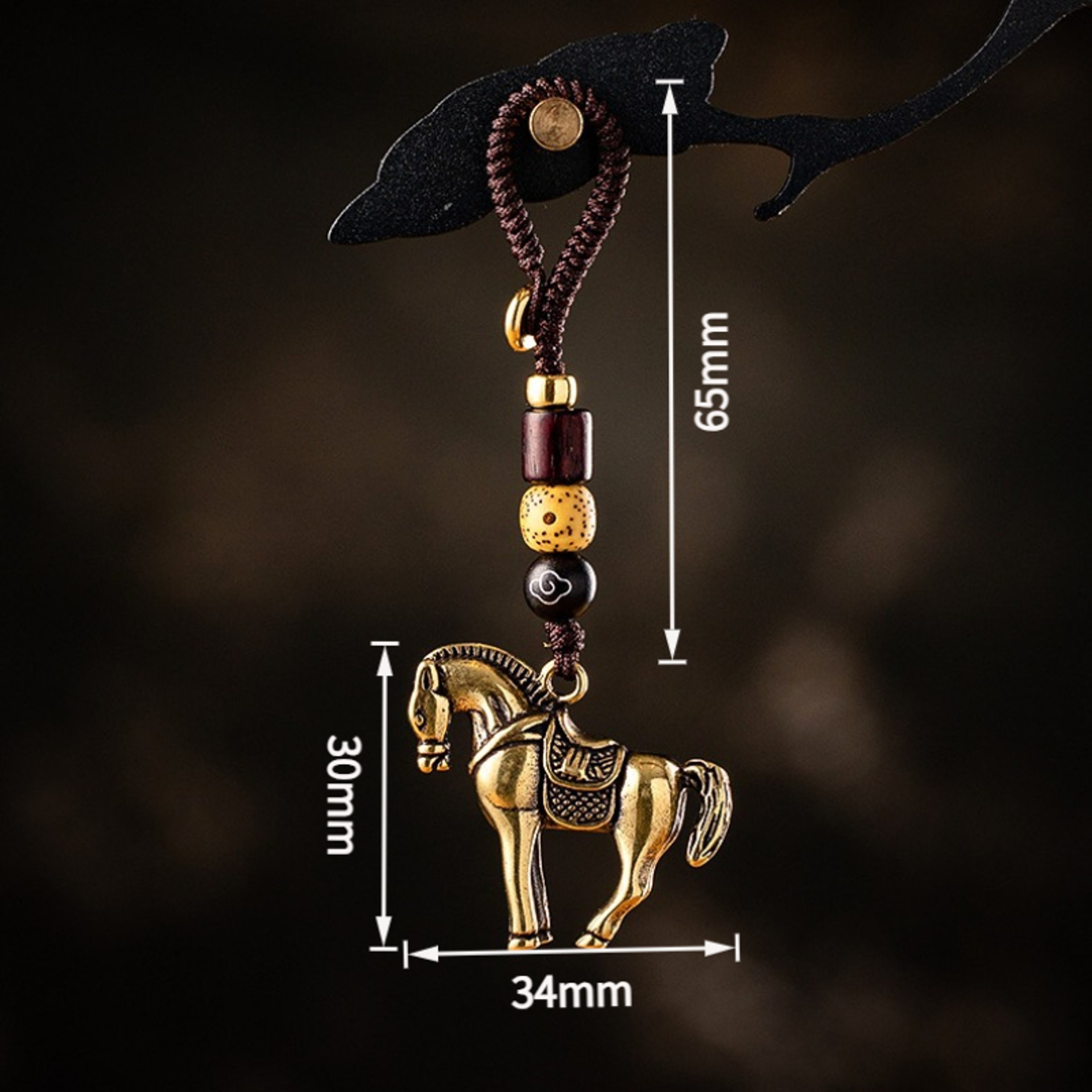 Brass Zodiac Horse Keychain Pendant For Success Charm Decor 4