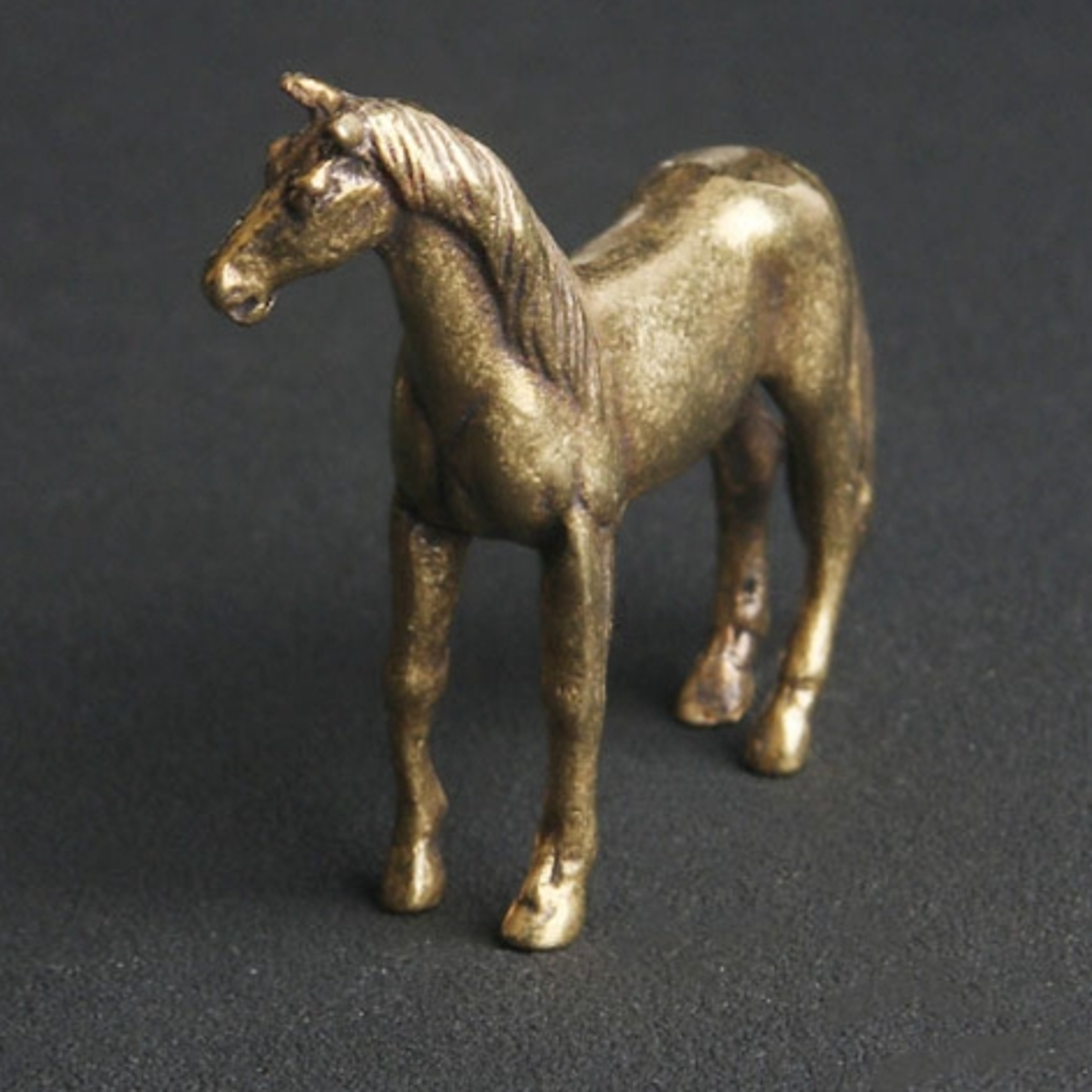 Antique Brass Feng Shui Horse Figurine Mini Zodiac Desktop Decor