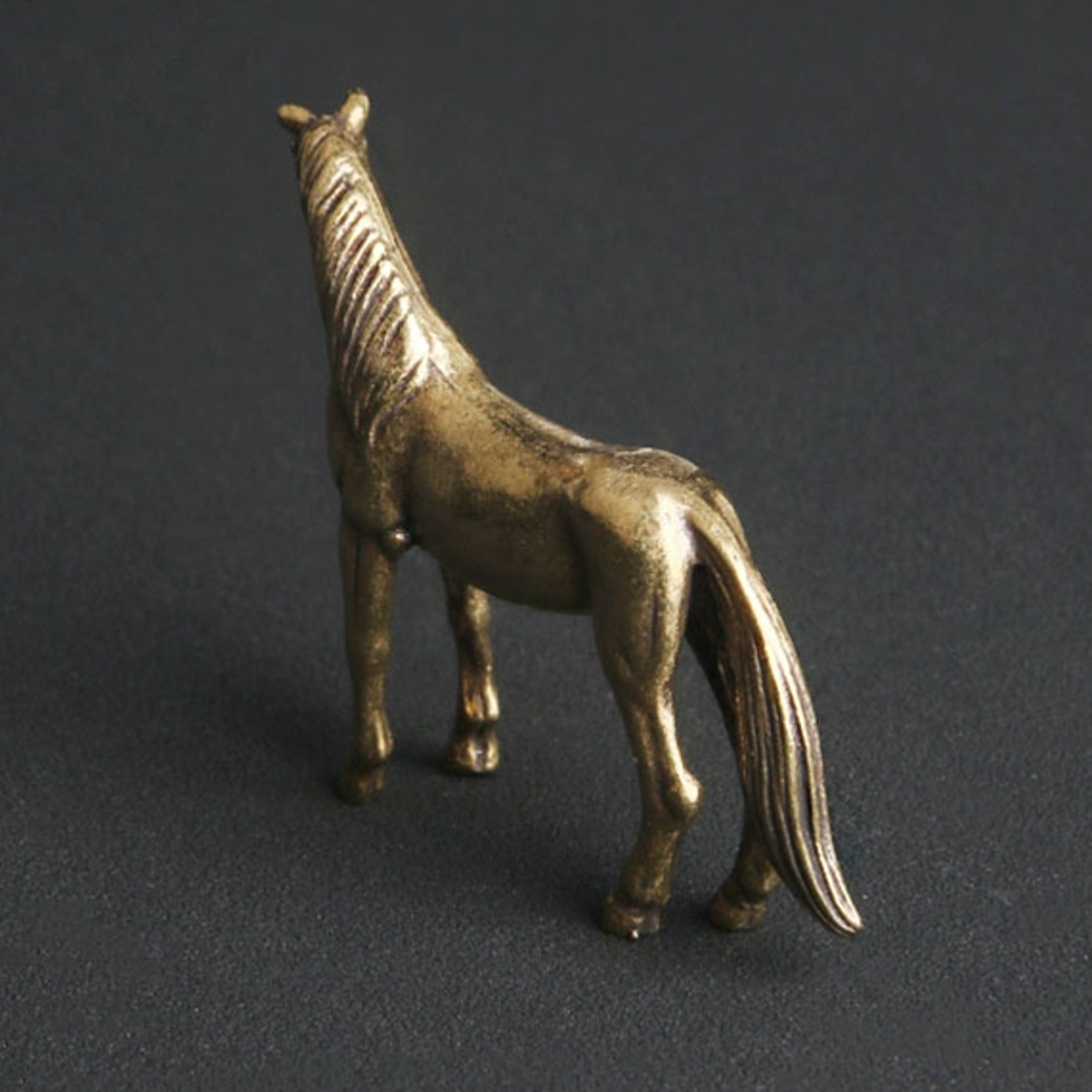 Antique Brass Feng Shui Horse Figurine Mini Zodiac Desktop Decor