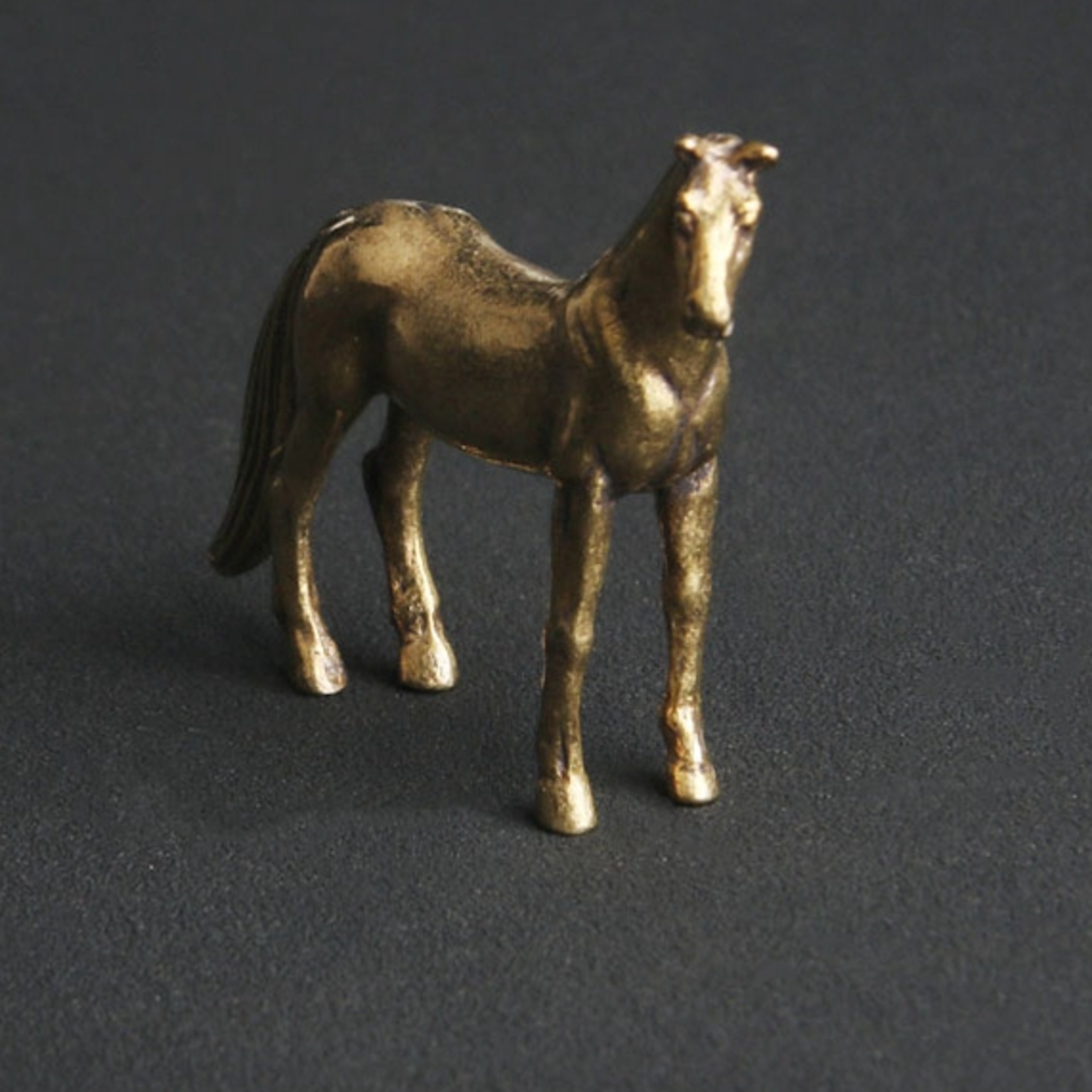 Antique Brass Feng Shui Horse Figurine Mini Zodiac Desktop Decor