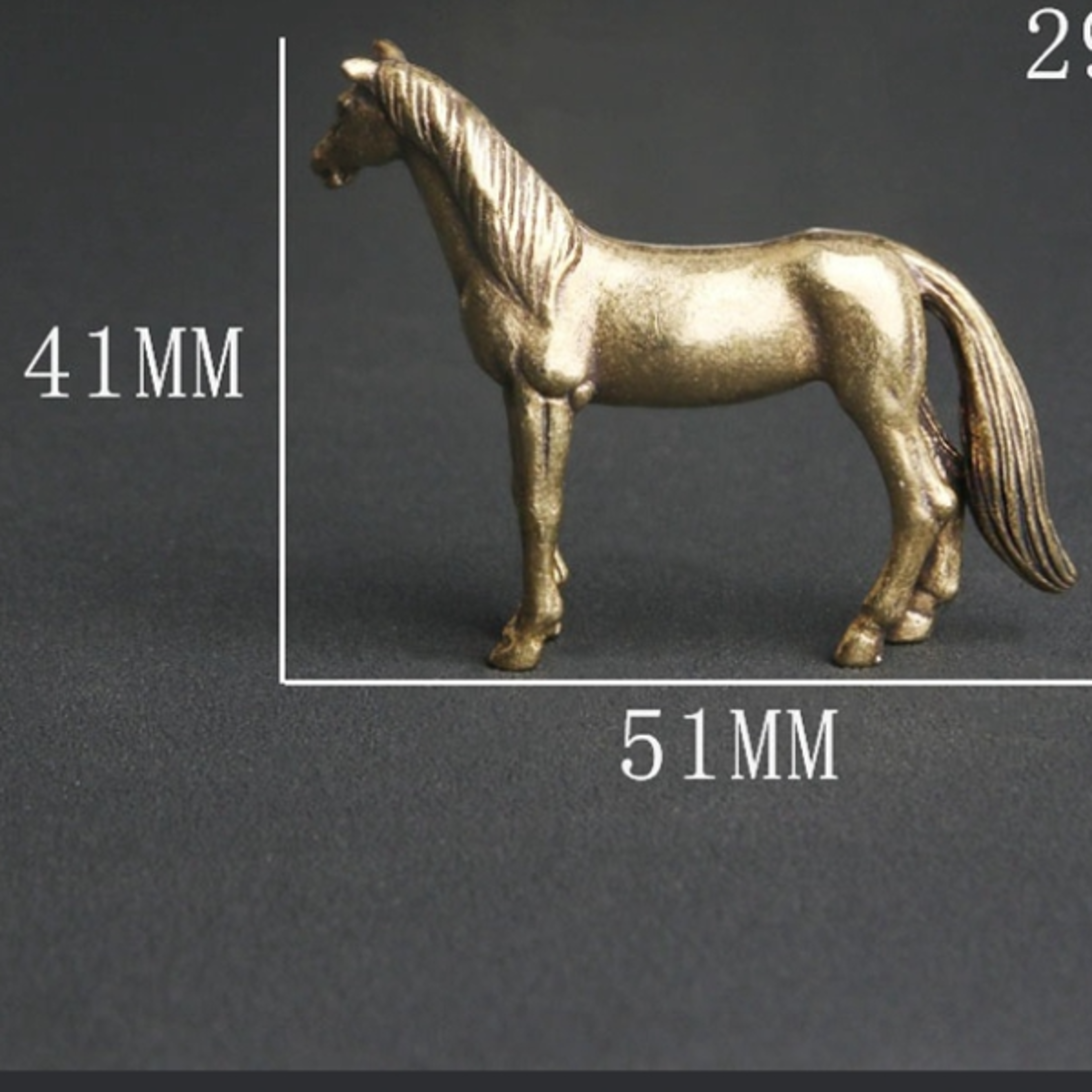 Antique Brass Feng Shui Horse Figurine Mini Zodiac Desktop Decor