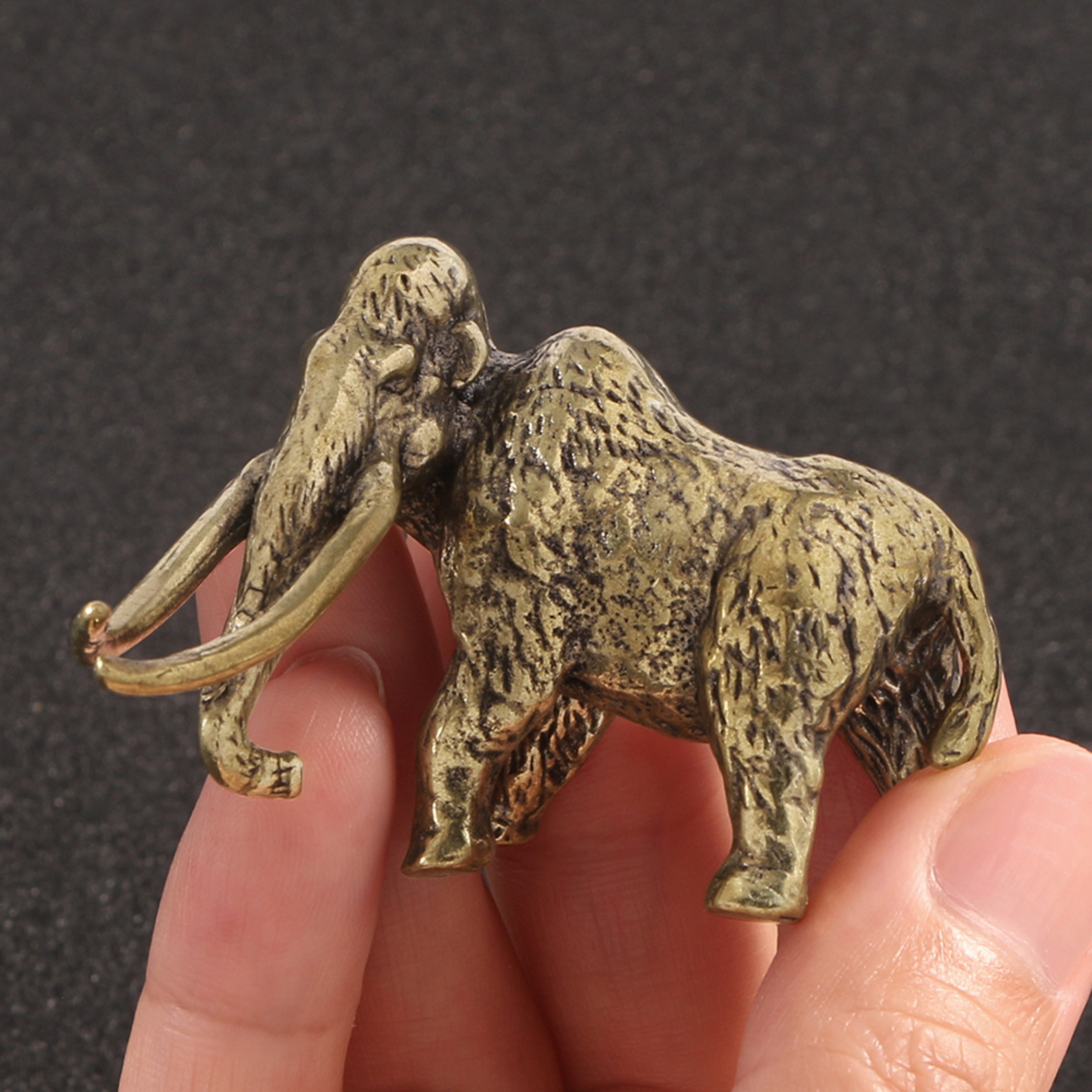 Vintage Brass Woolly Mammoth Figurine Retro Copper Desk Decor Collectible 0