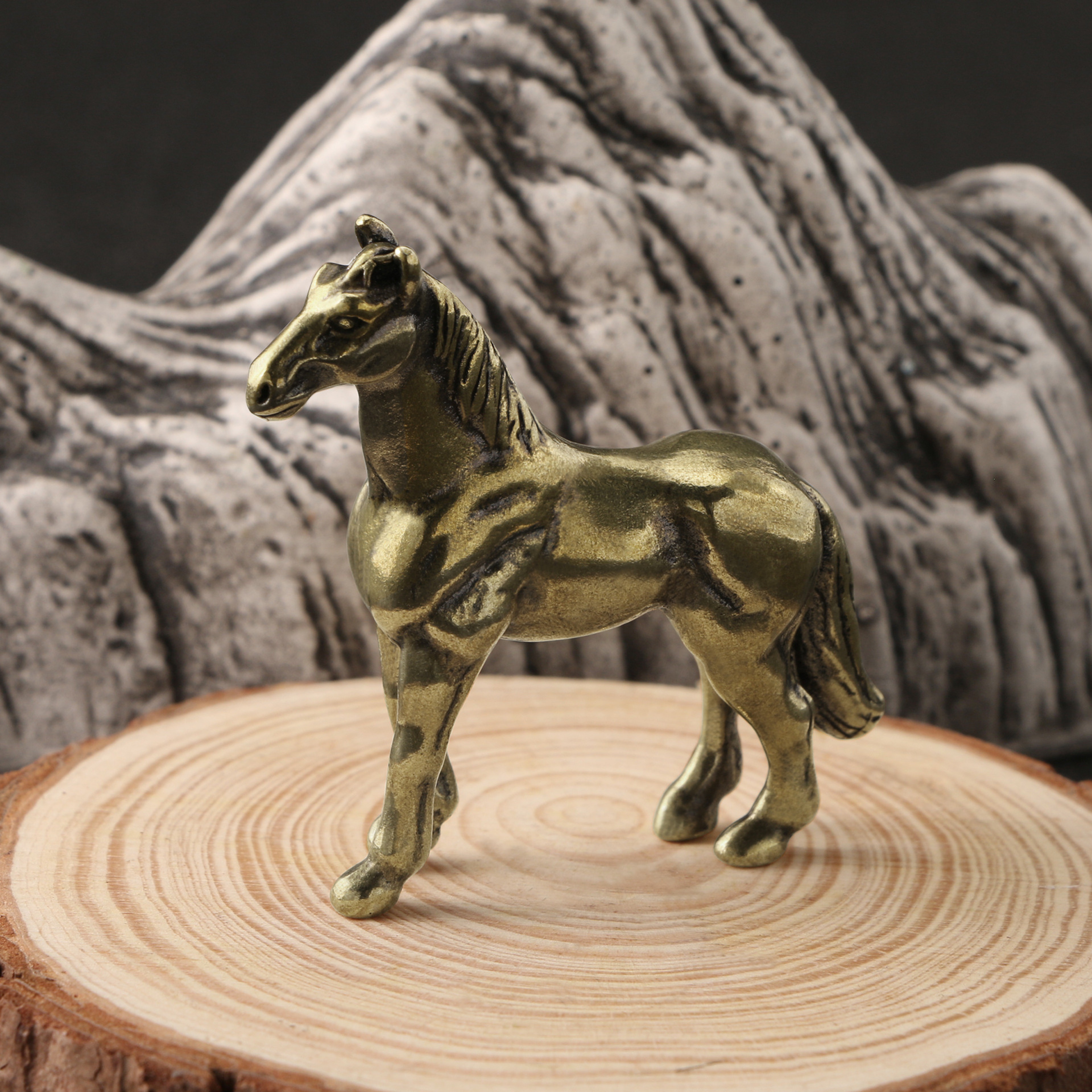 Antique Brass Zodiac Horse Figurine Feng Shui Desk Decor Lucky Chinese Horse Statue Gift 0