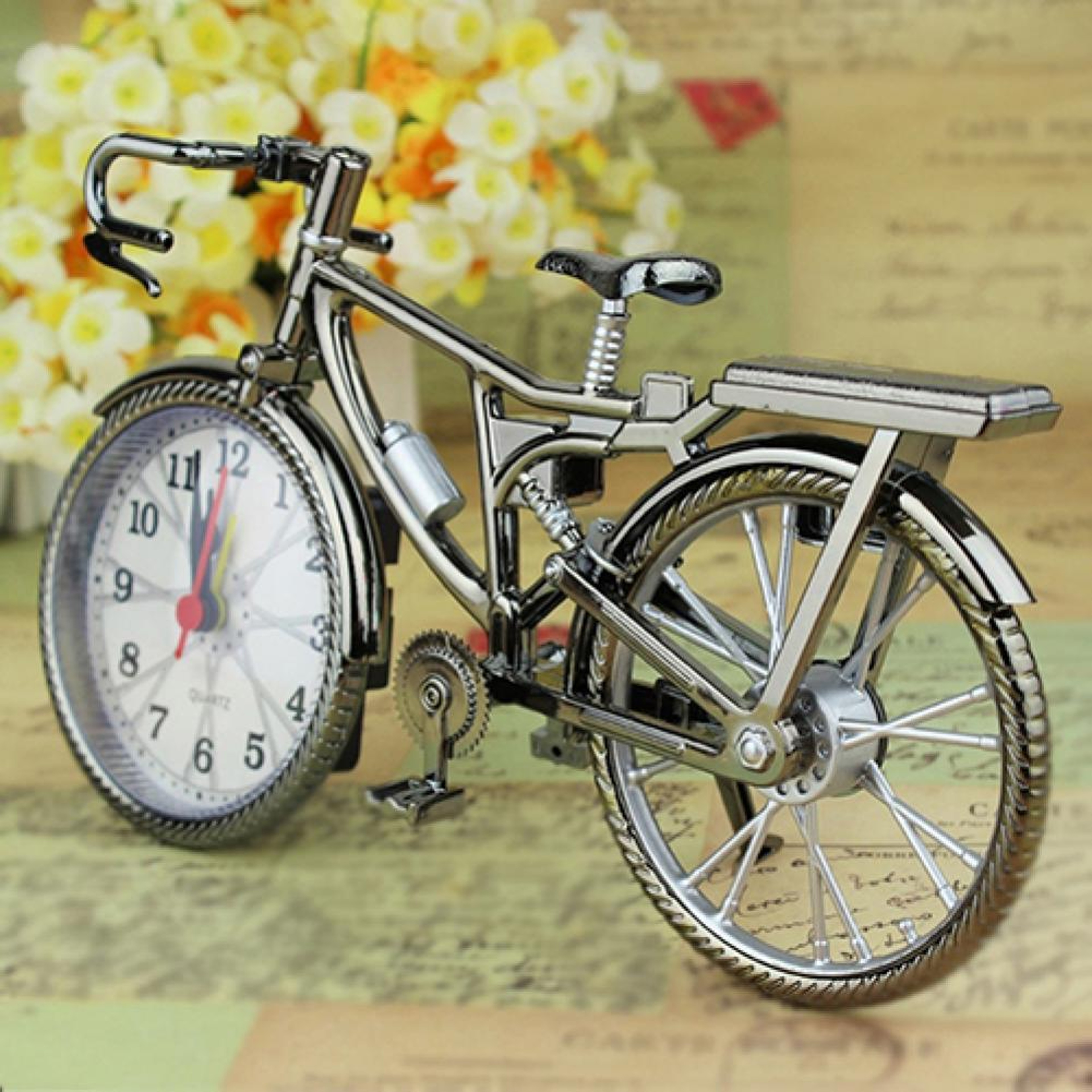 Vintage Retro Bicycle Alarm Clock Creative Arabic Numeral Home Decor – view 4