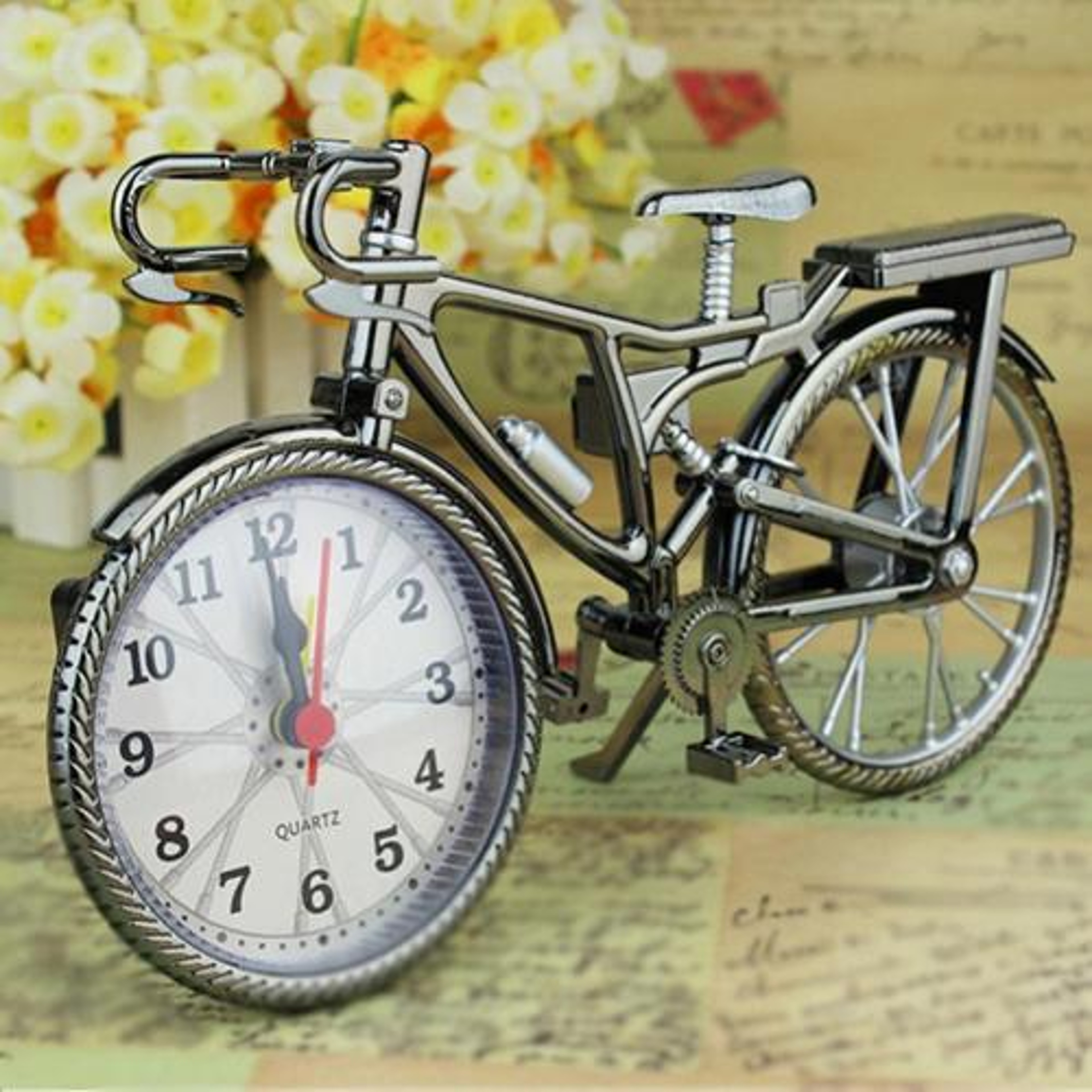 Vintage Retro Bicycle Alarm Clock Creative Arabic Numeral Home Decor – view 7