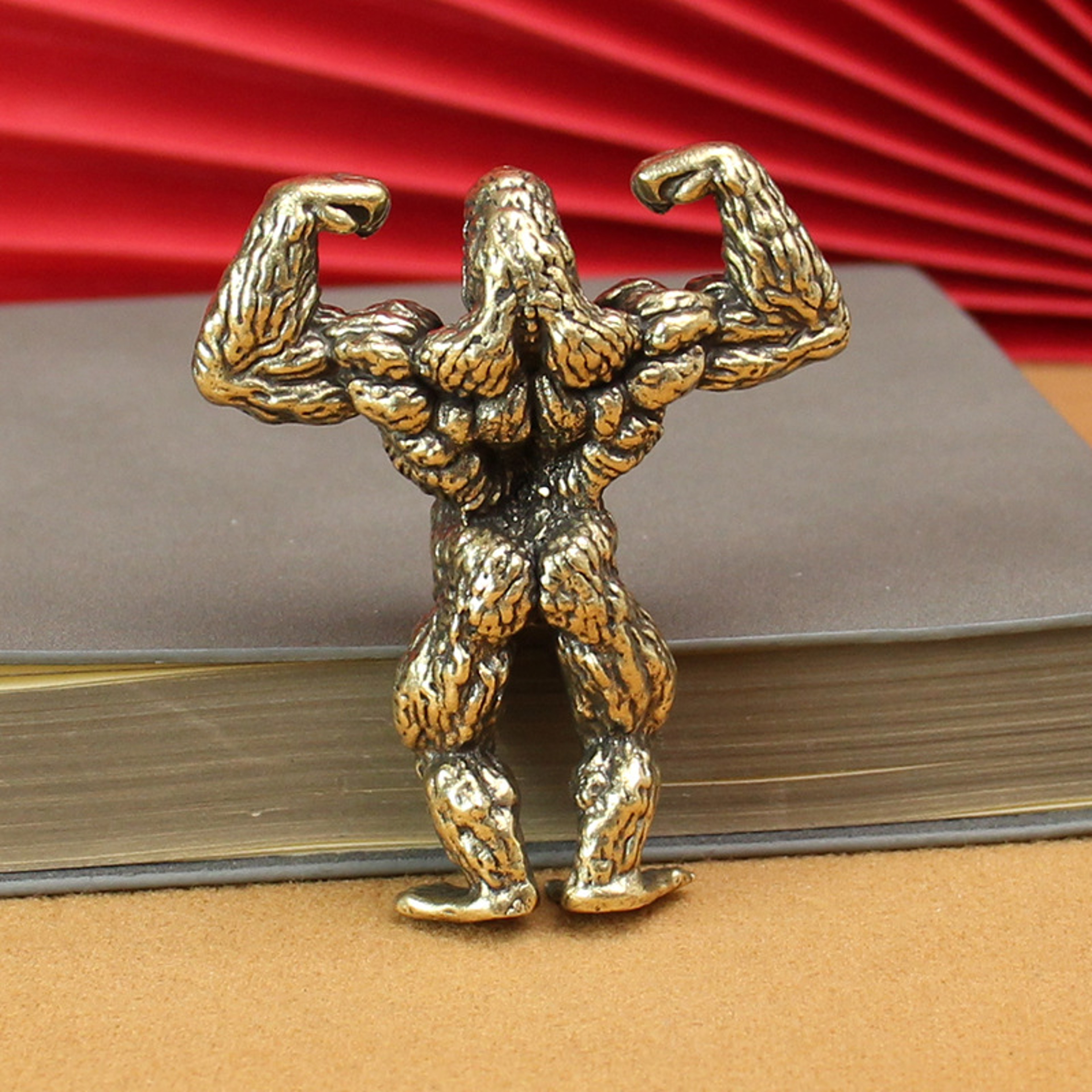 Vintage Bronze Gorilla Sculpture Strong Muscular King Kong Desk Decor Figurine 1