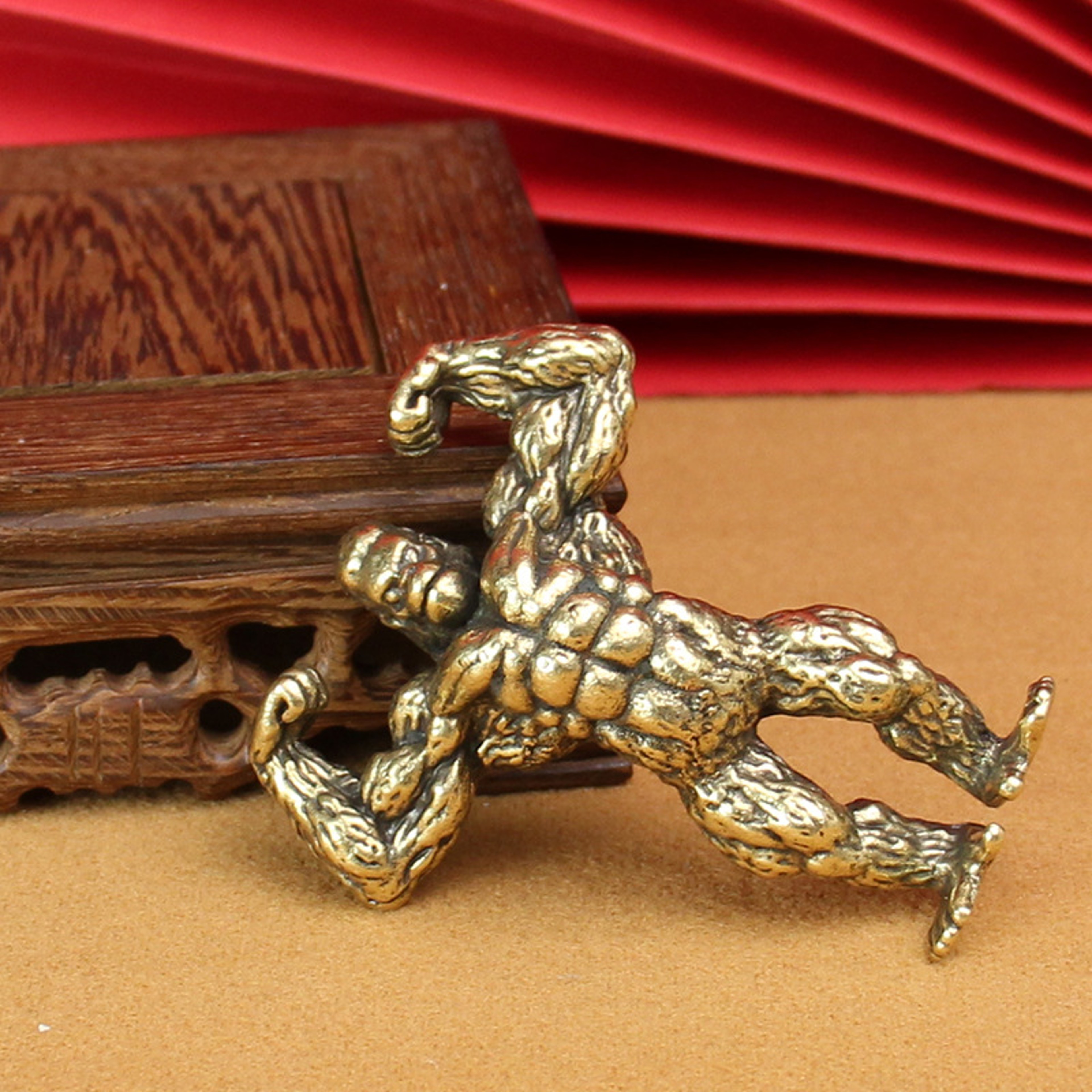 Vintage Bronze Gorilla Sculpture Strong Muscular King Kong Desk Decor Figurine 2