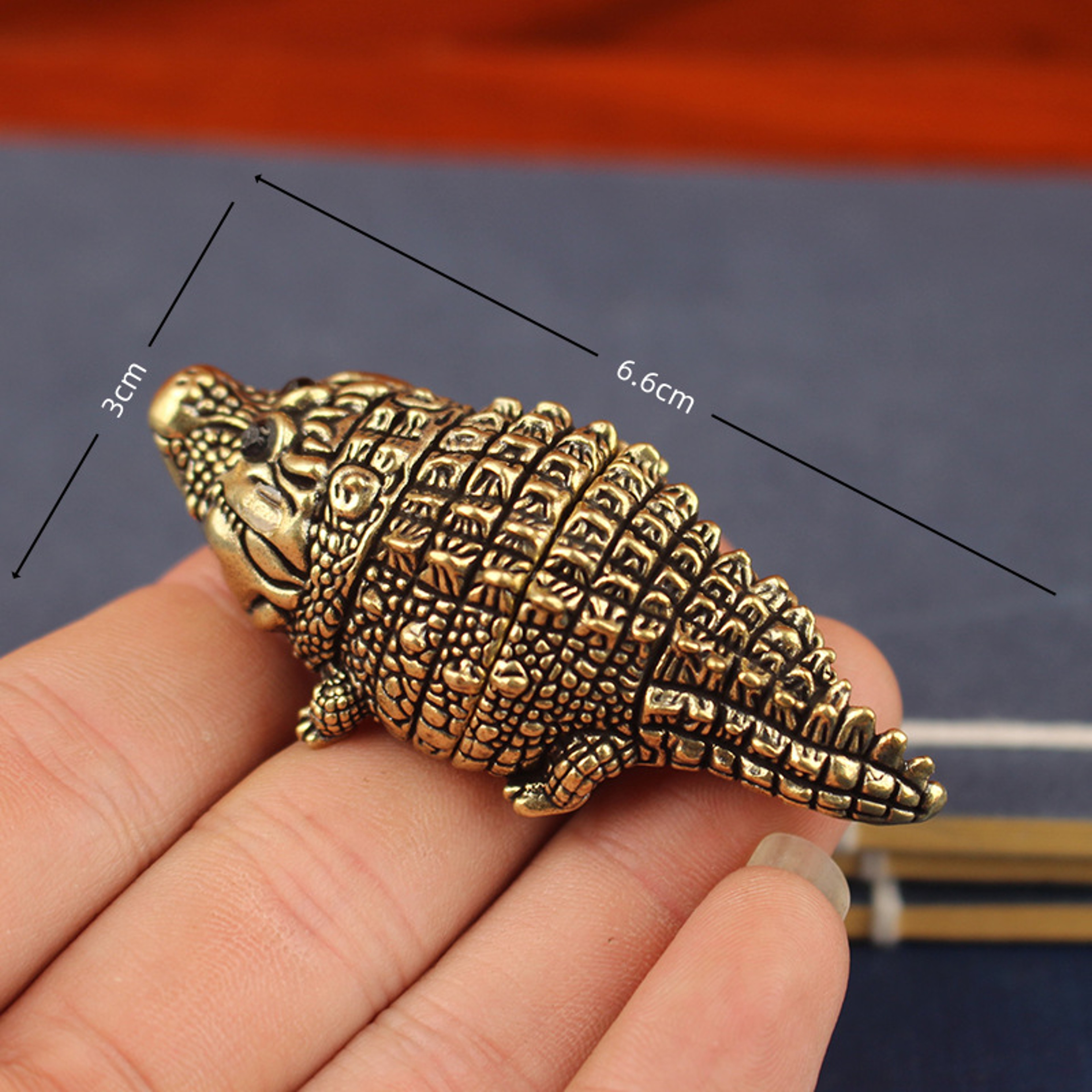 Vintage Brass Alligator Figurine Lucky Desk Ornament Animal Statue Decor 4