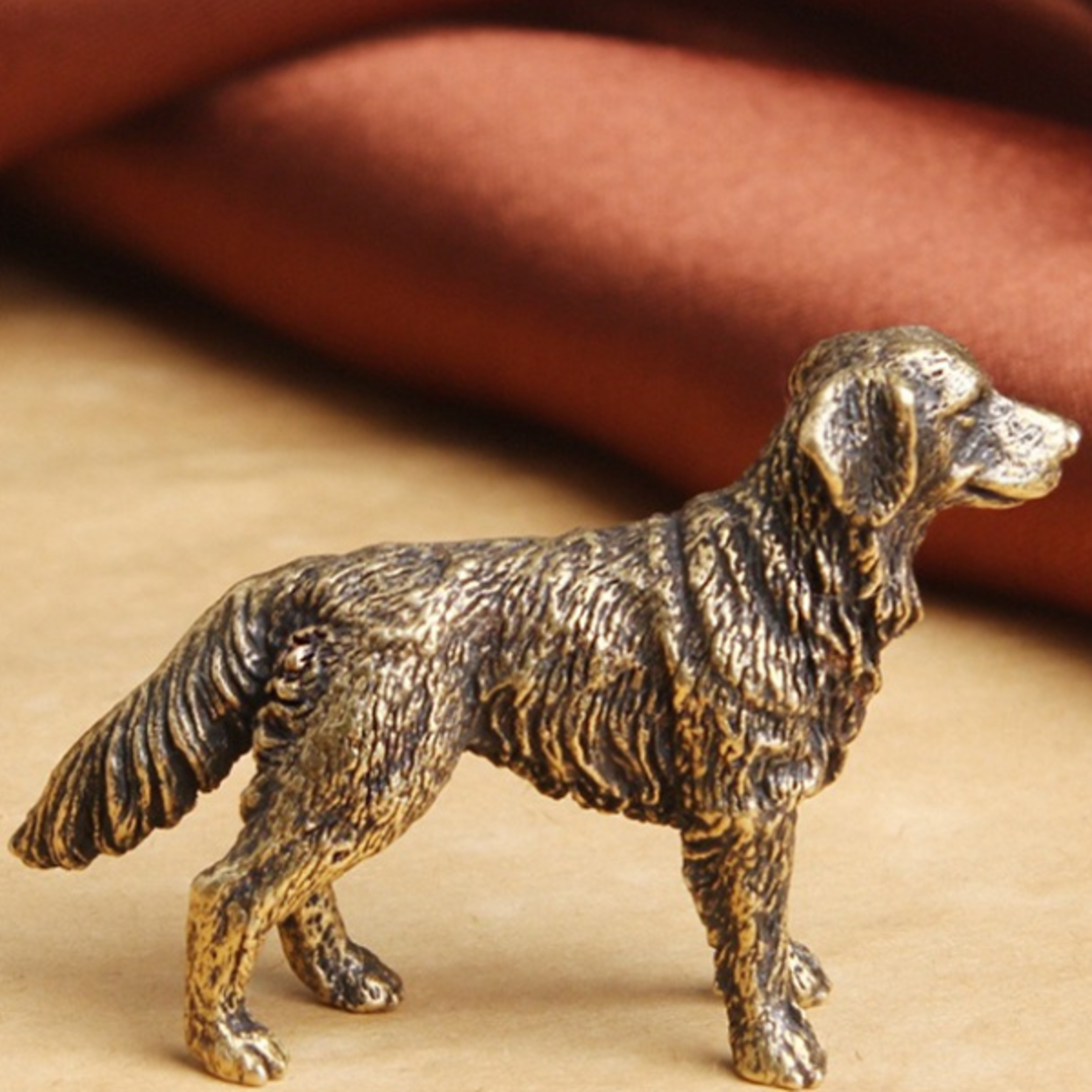 Vintage Brass Dog Statue Lucky Copper Desk Ornament Home Decor