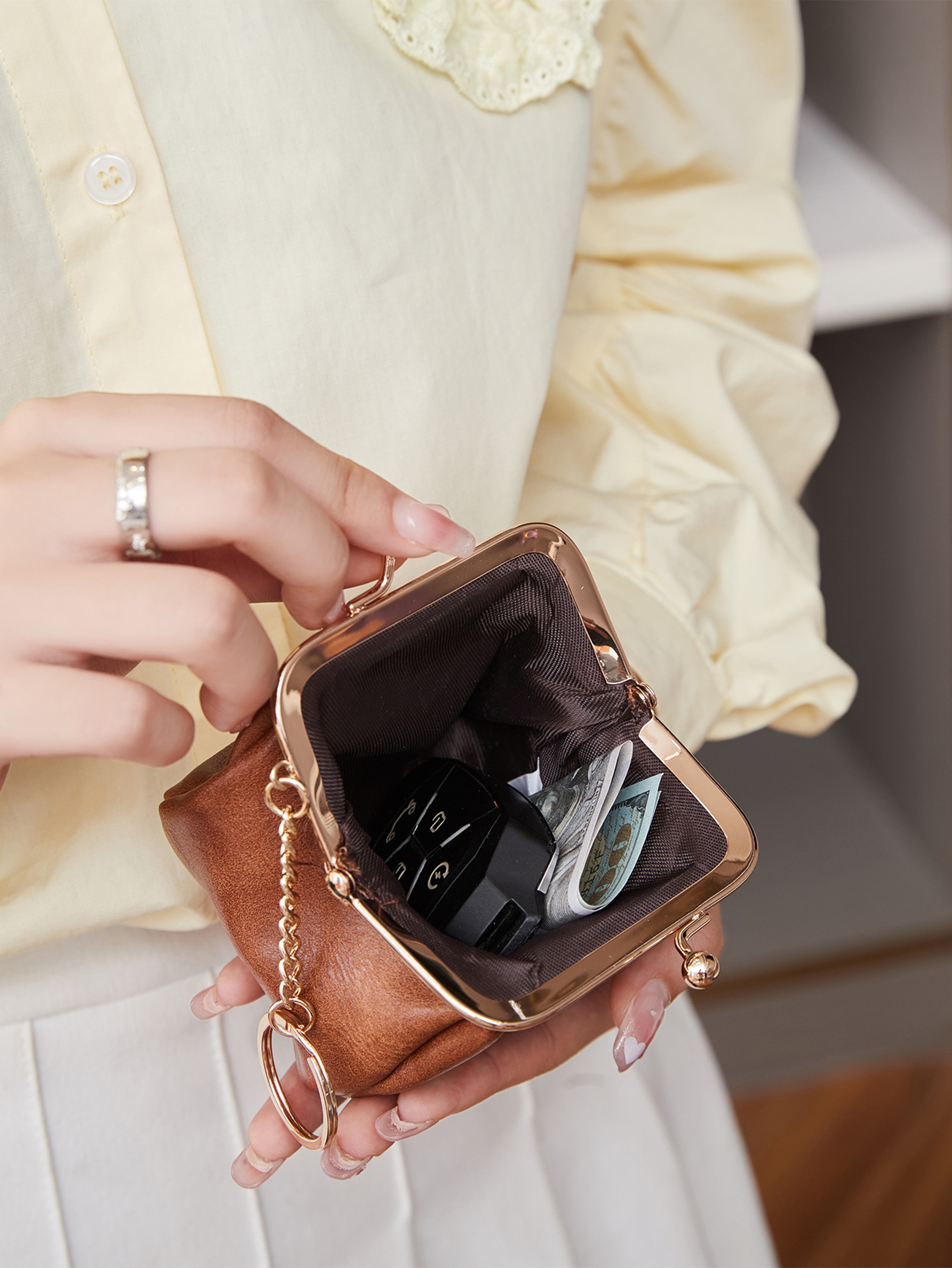 Retro Mini Lock Clip Coin Purse Cute Key Holder Wallet For Women And Girls 3