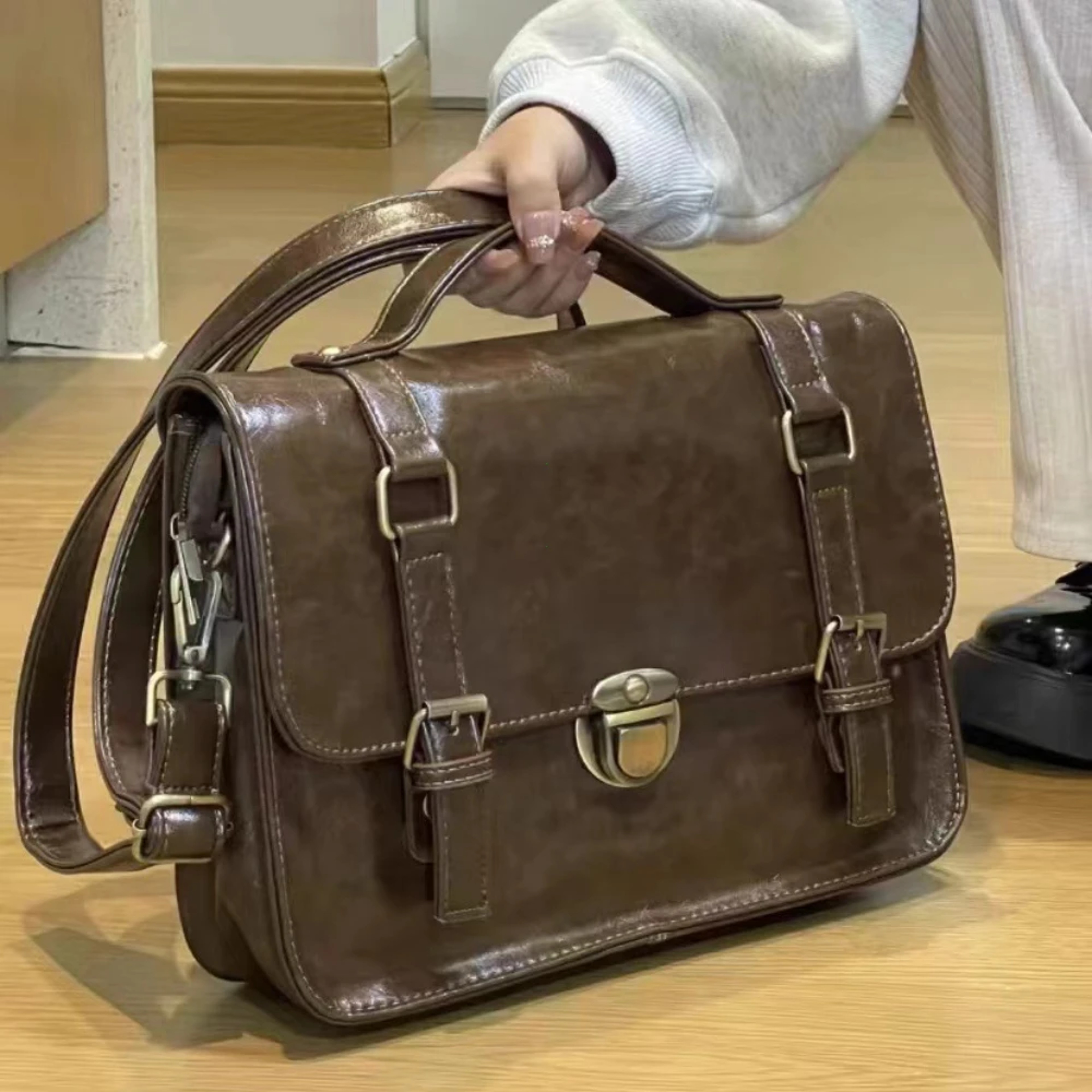 Vintage Canvas Crossbody Backpack Preppy Style Shoulder Bag for Women – view 1