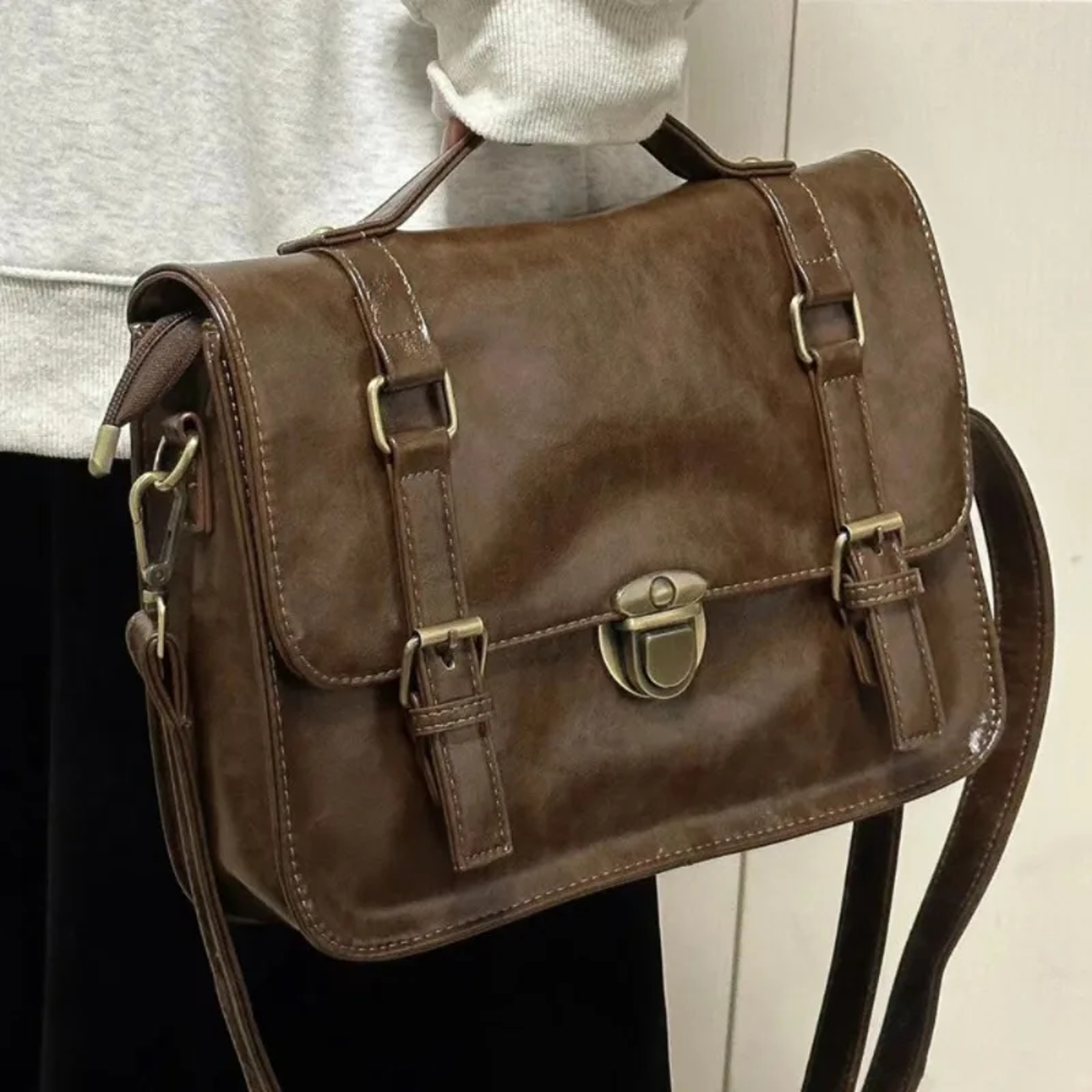 Vintage Canvas Crossbody Backpack Preppy Style Shoulder Bag for Women – view 7