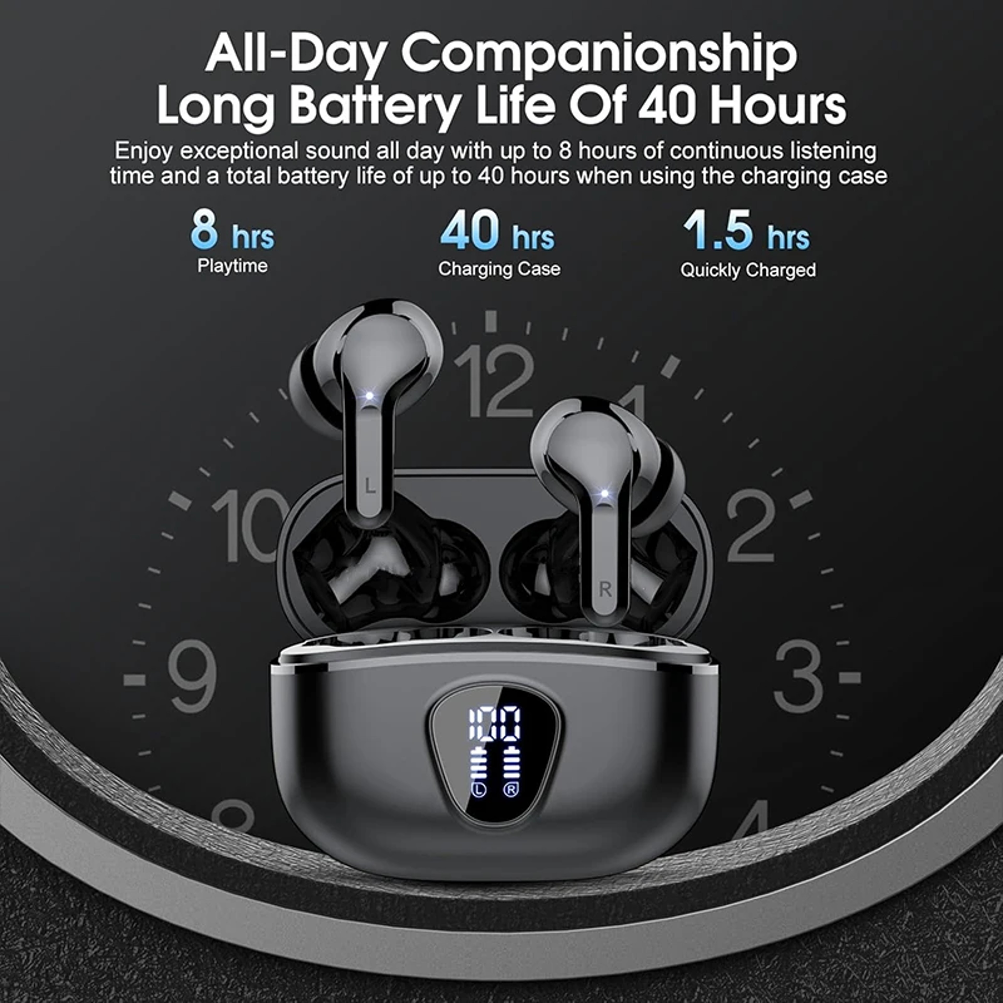 AeroBeat ENC Wireless Earbuds With LED Display And HiFi Stereo Sound 2