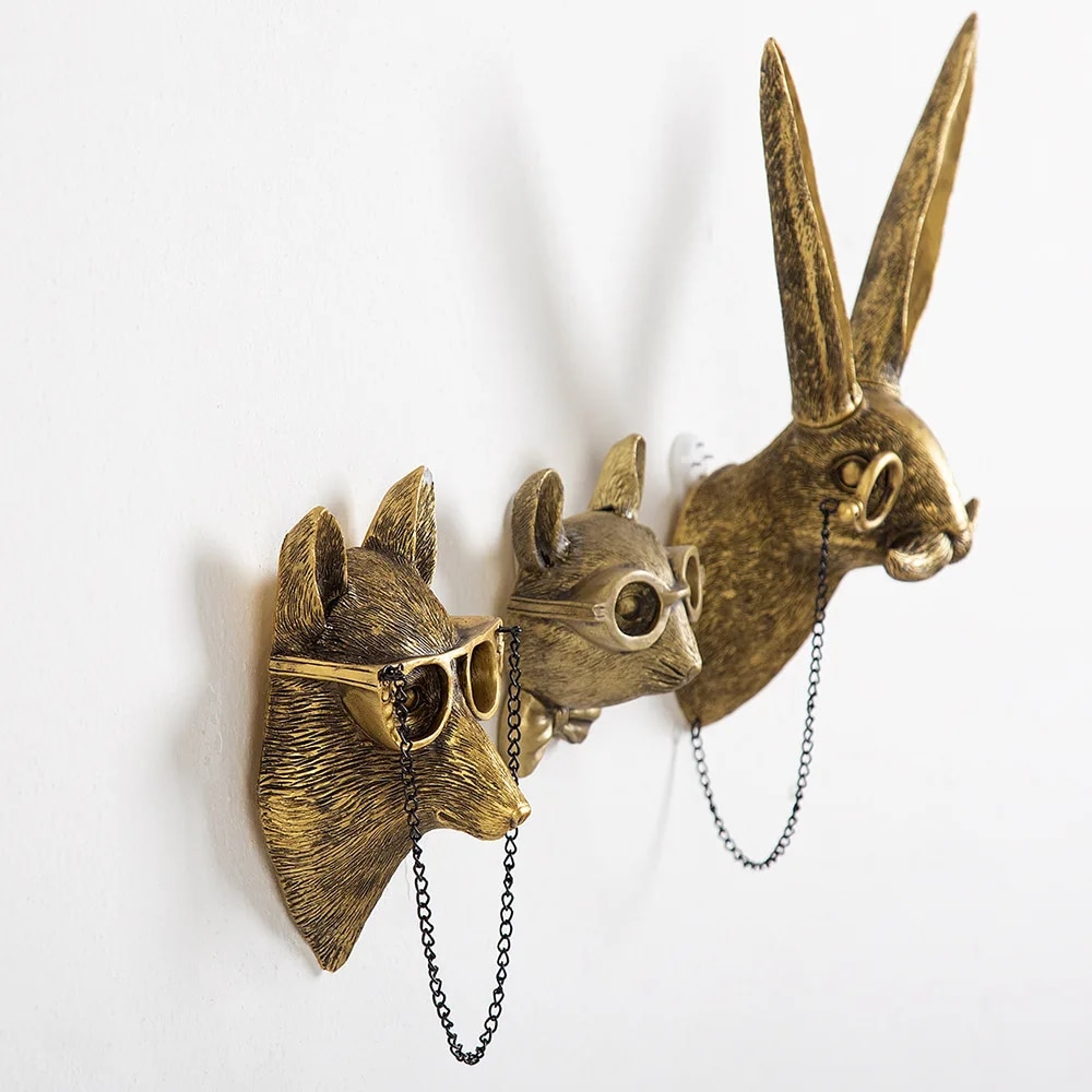 Antique Bronze Resin Animal Pendant: Golden Deer Head Wall Storage Hook - Decorative Figurines & Background Wall Accesso – view 2