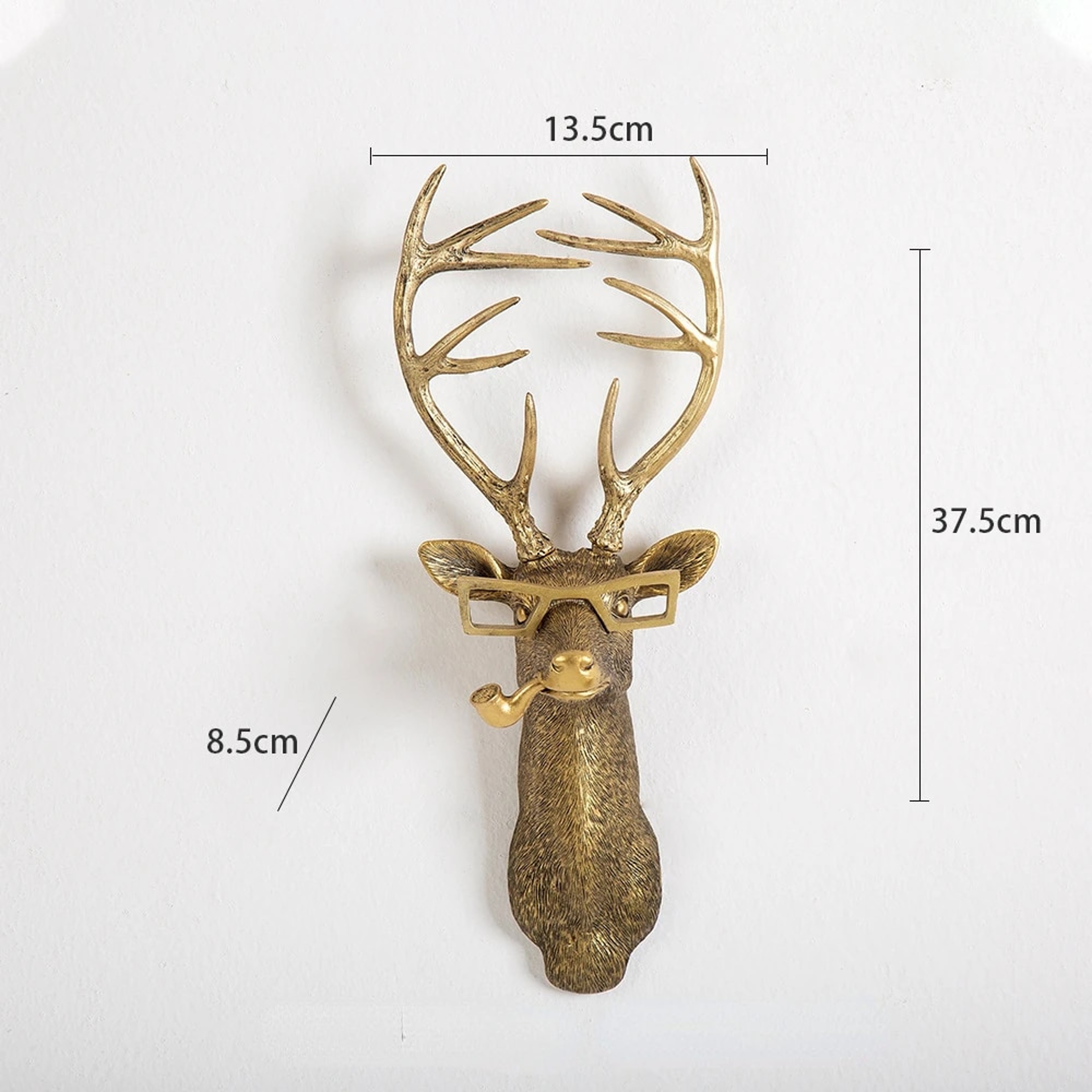 Antique Bronze Resin Animal Pendant: Golden Deer Head Wall Storage Hook - Decorative Figurines & Background Wall Accesso – view 10