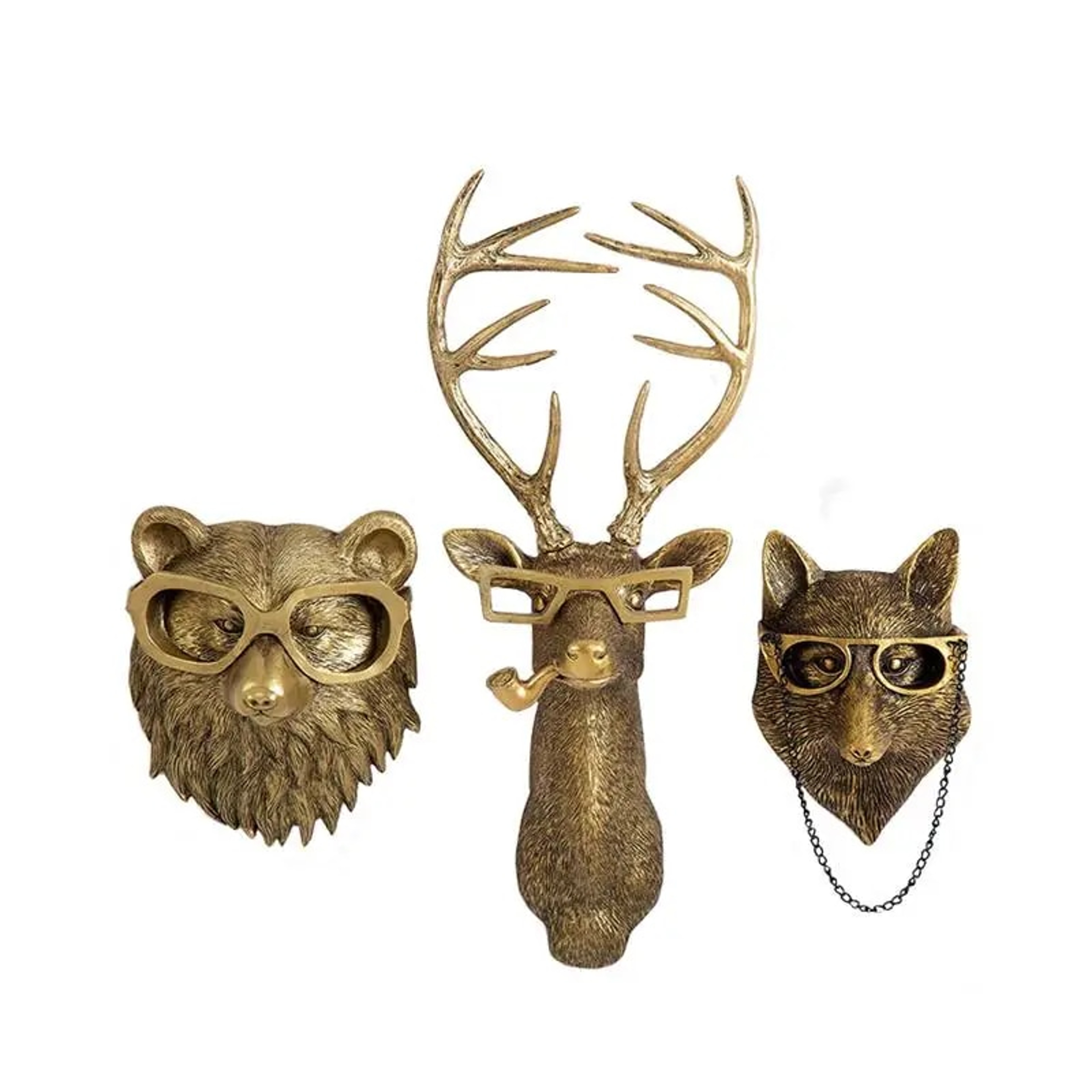Antique Bronze Resin Animal Pendant: Golden Deer Head Wall Storage Hook - Decorative Figurines & Background Wall Accesso – view 6