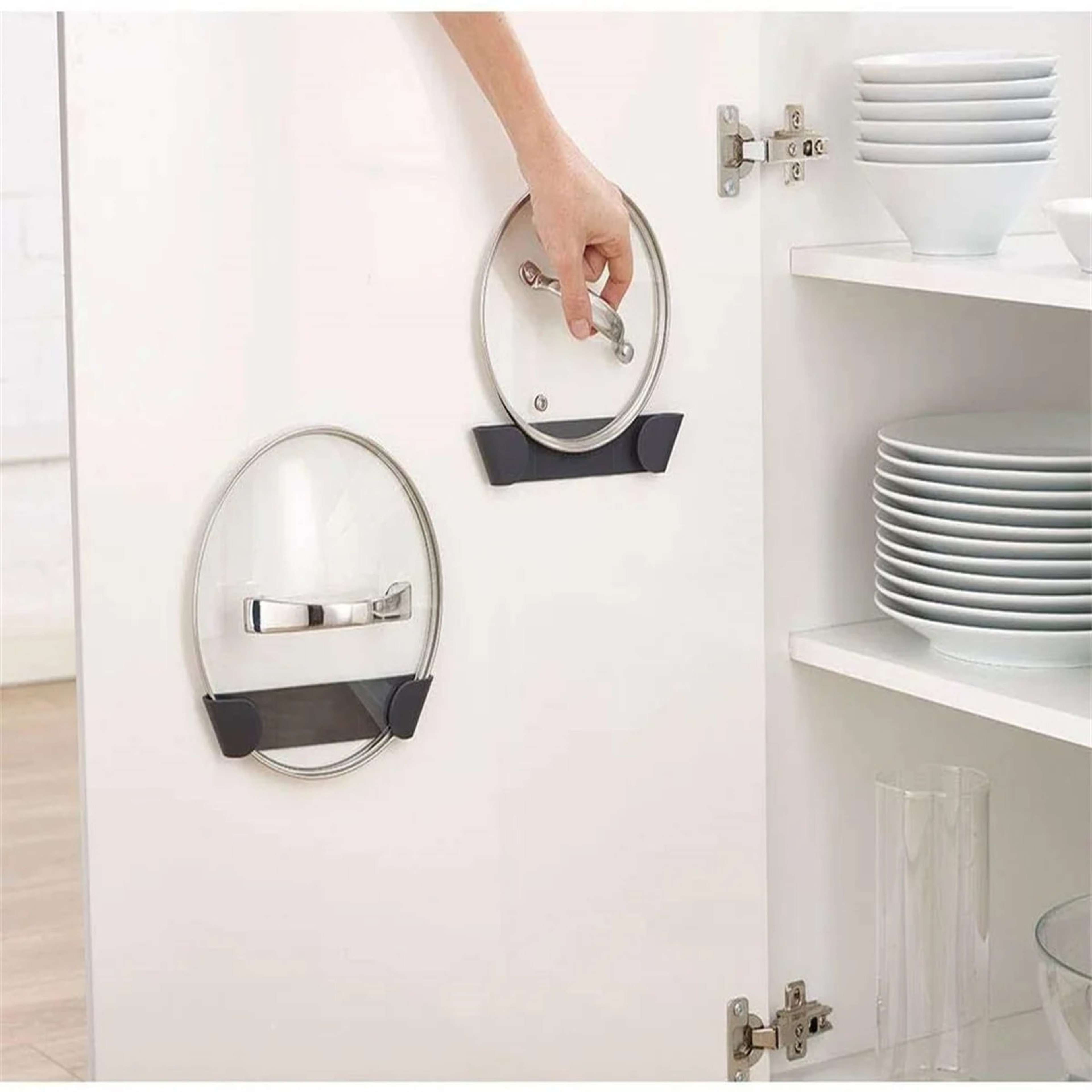 Pot Lid Storage Holder: Wall Mounted Adhesive Organizer for Kitchen - 1/2/12Pcs – view 4