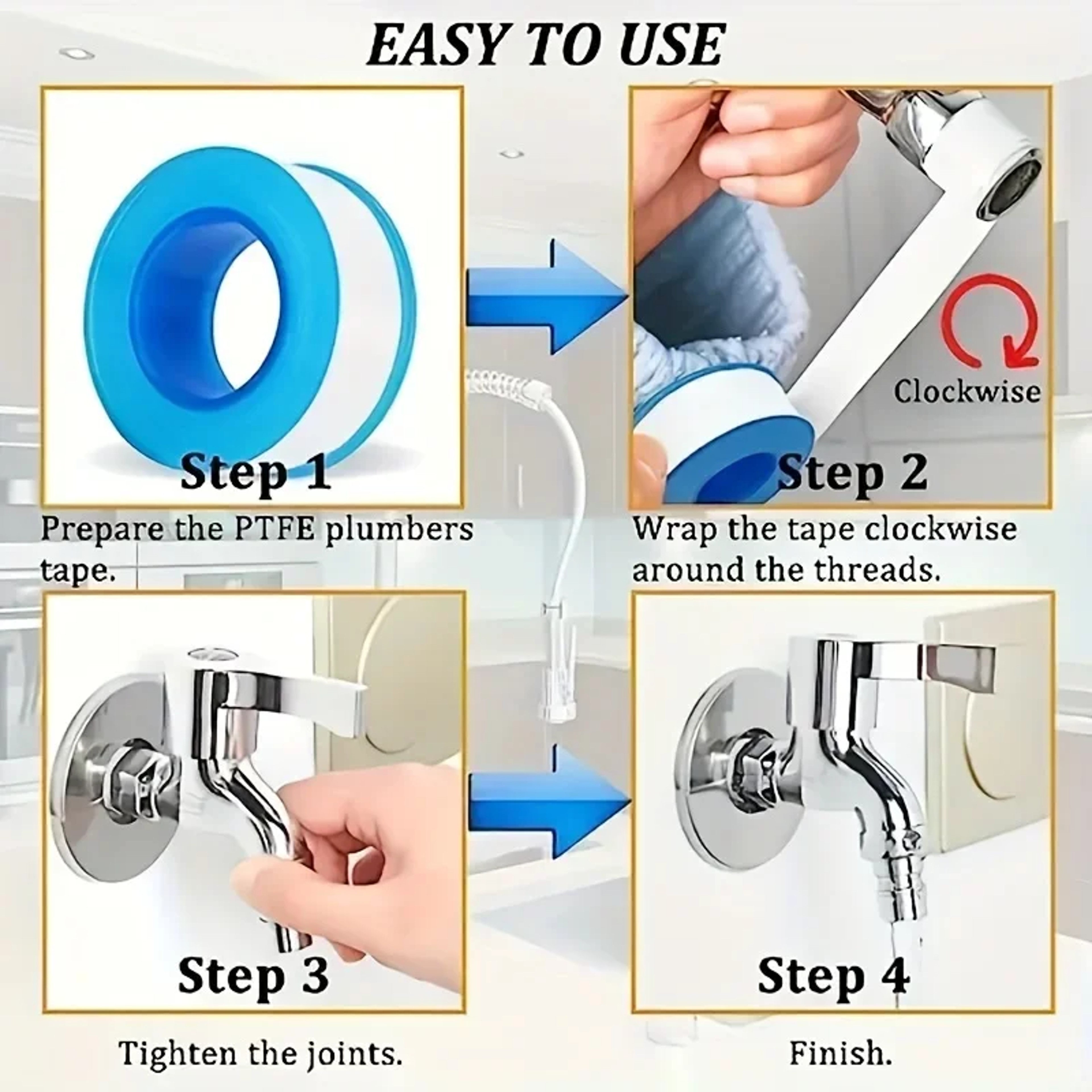 Professional PTFE Seal Tape Waterproof Leak Repair Tape For Plumbing  Gas Fittings High Temp Resist 2