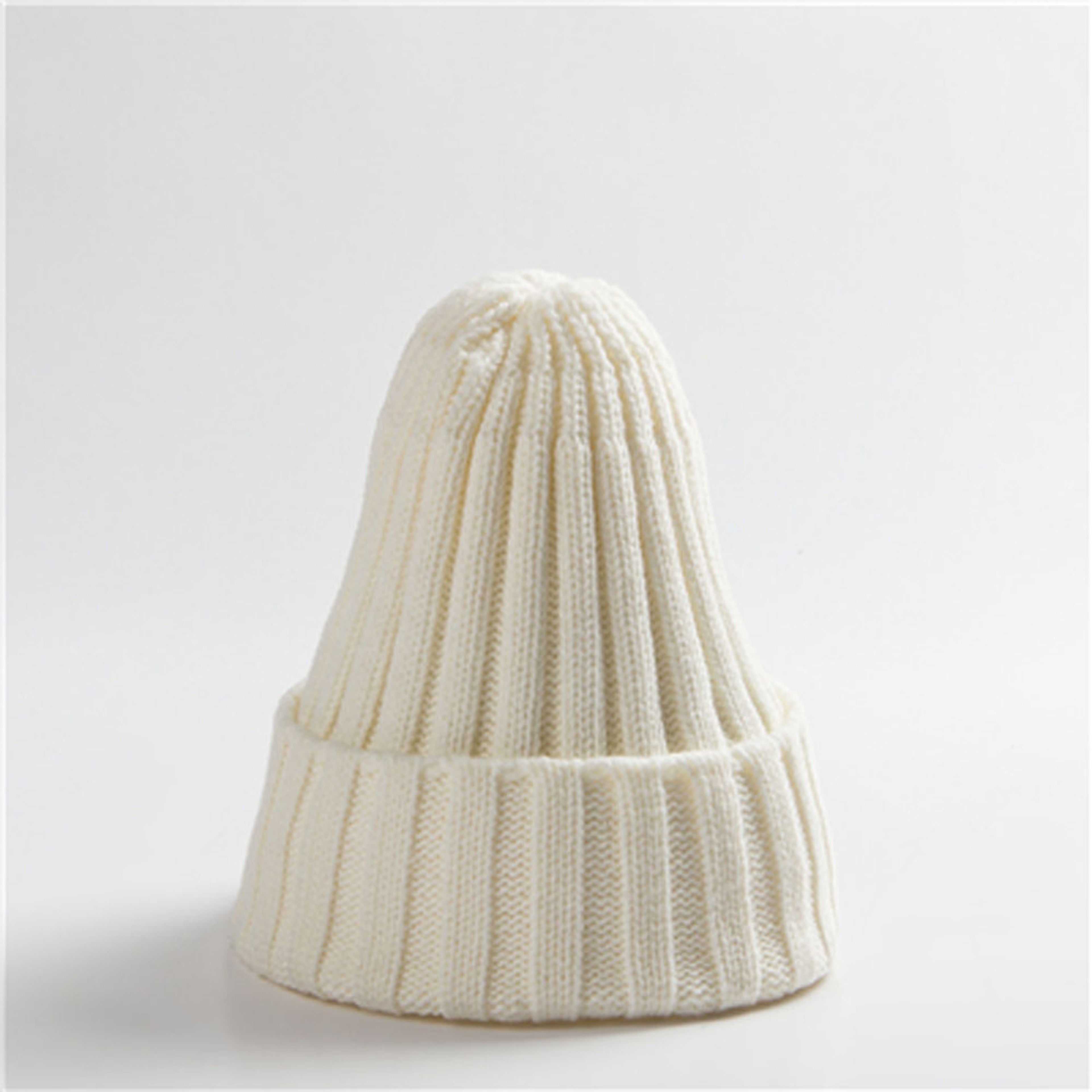 Trendy Knitted Beanie, Solid Color Winter Hat, Warm Ear Protection for Men and Women, Chunky Curl Edge Hood – view 2