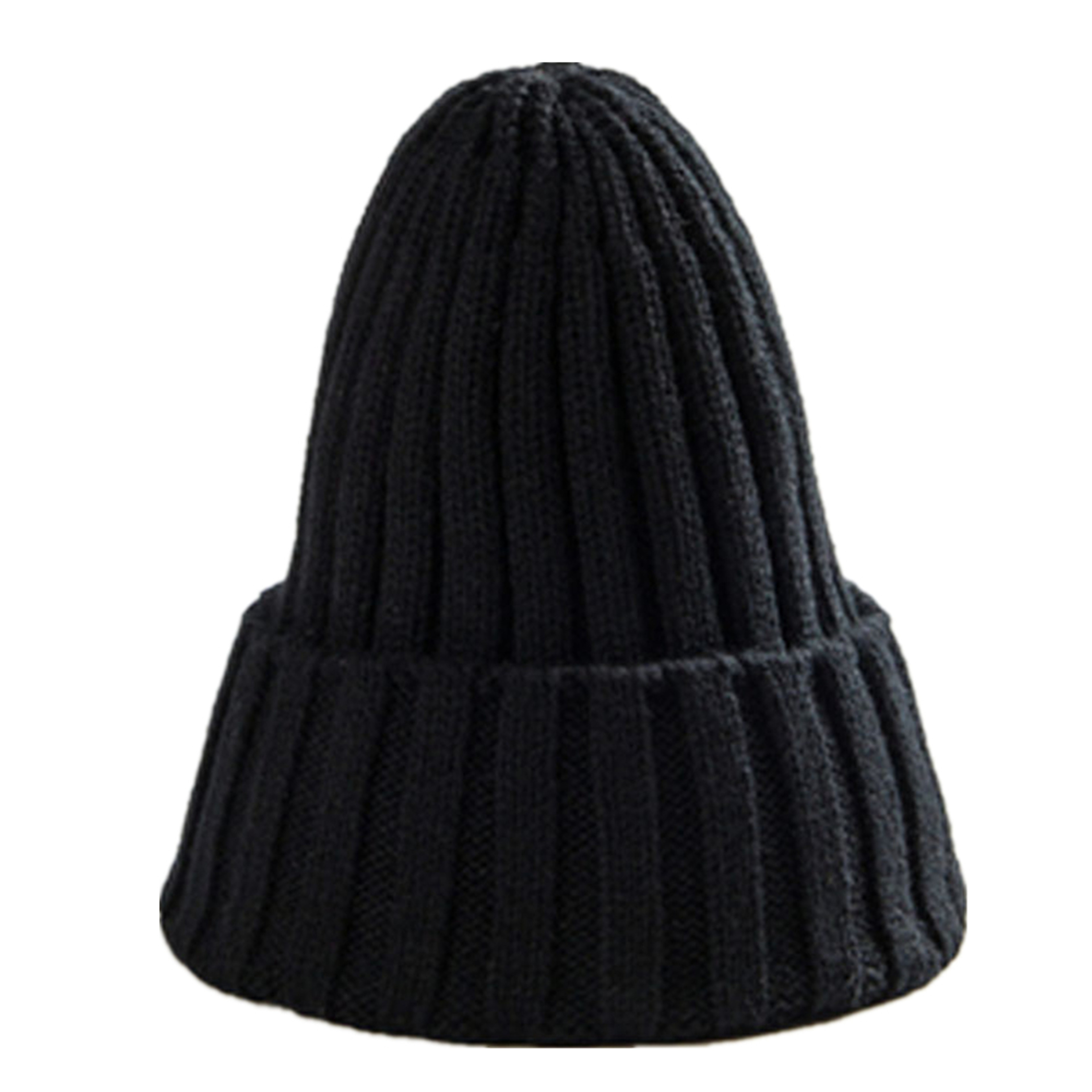 Trendy Knitted Beanie, Solid Color Winter Hat, Warm Ear Protection for Men and Women, Chunky Curl Edge Hood – view 3