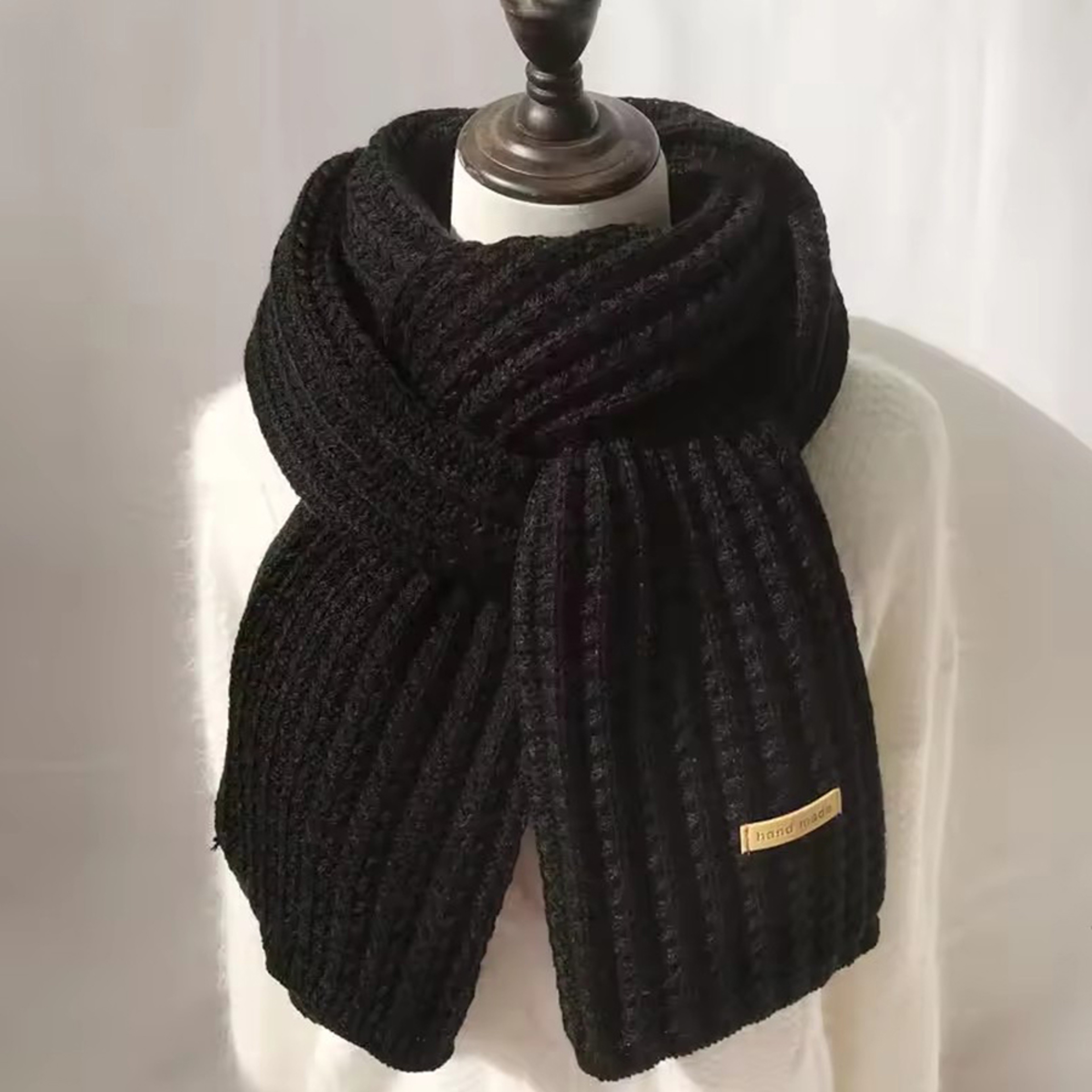 Thick Cable Knit Scarf, Chunky Winter Wrap for Women and Men, Luxury Feel Neckerchief for Travel – view 4