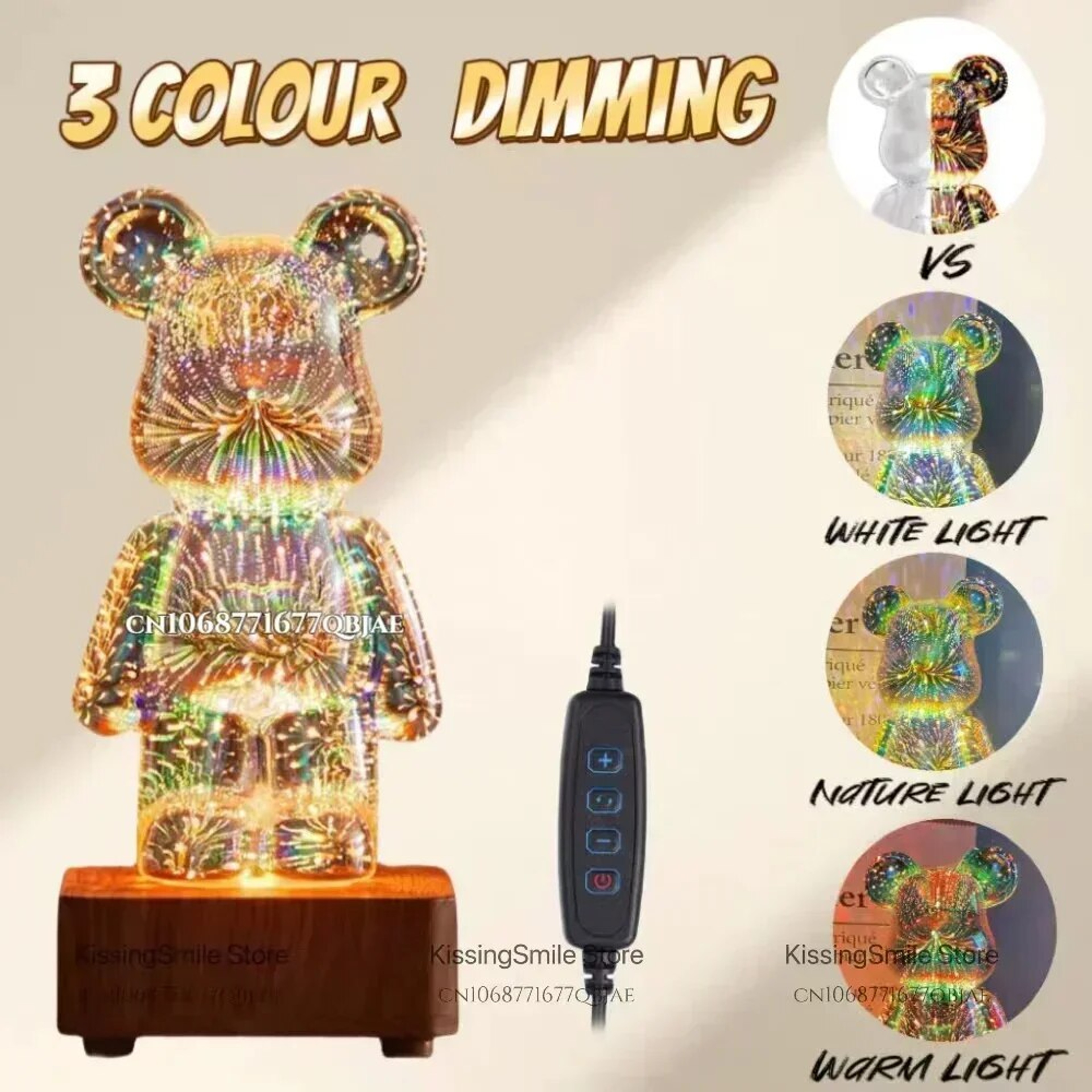 LED 3D Bear Night Light: Colorful USB Lamp – view 5