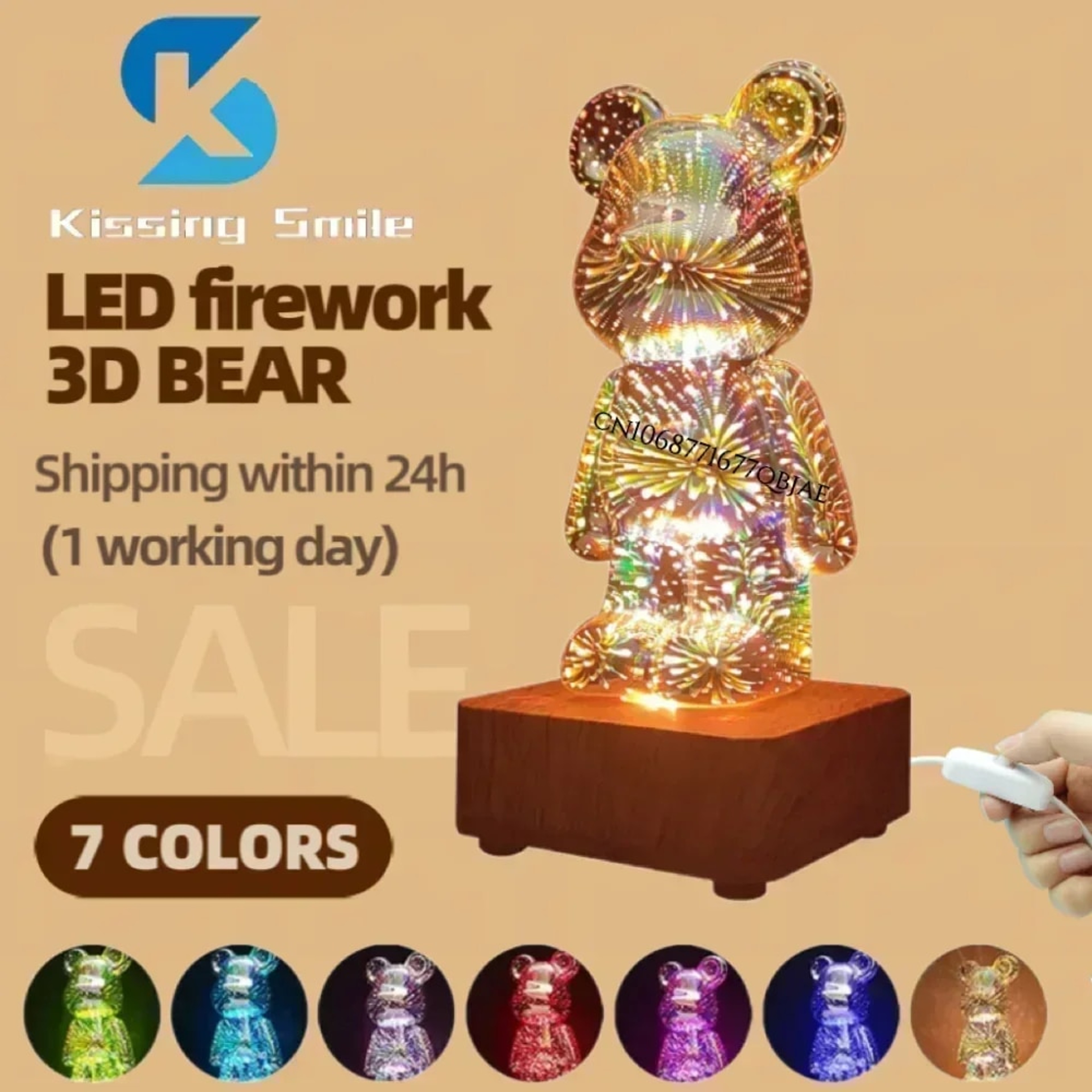 LED 3D Bear Night Light: Colorful USB Lamp – view 10