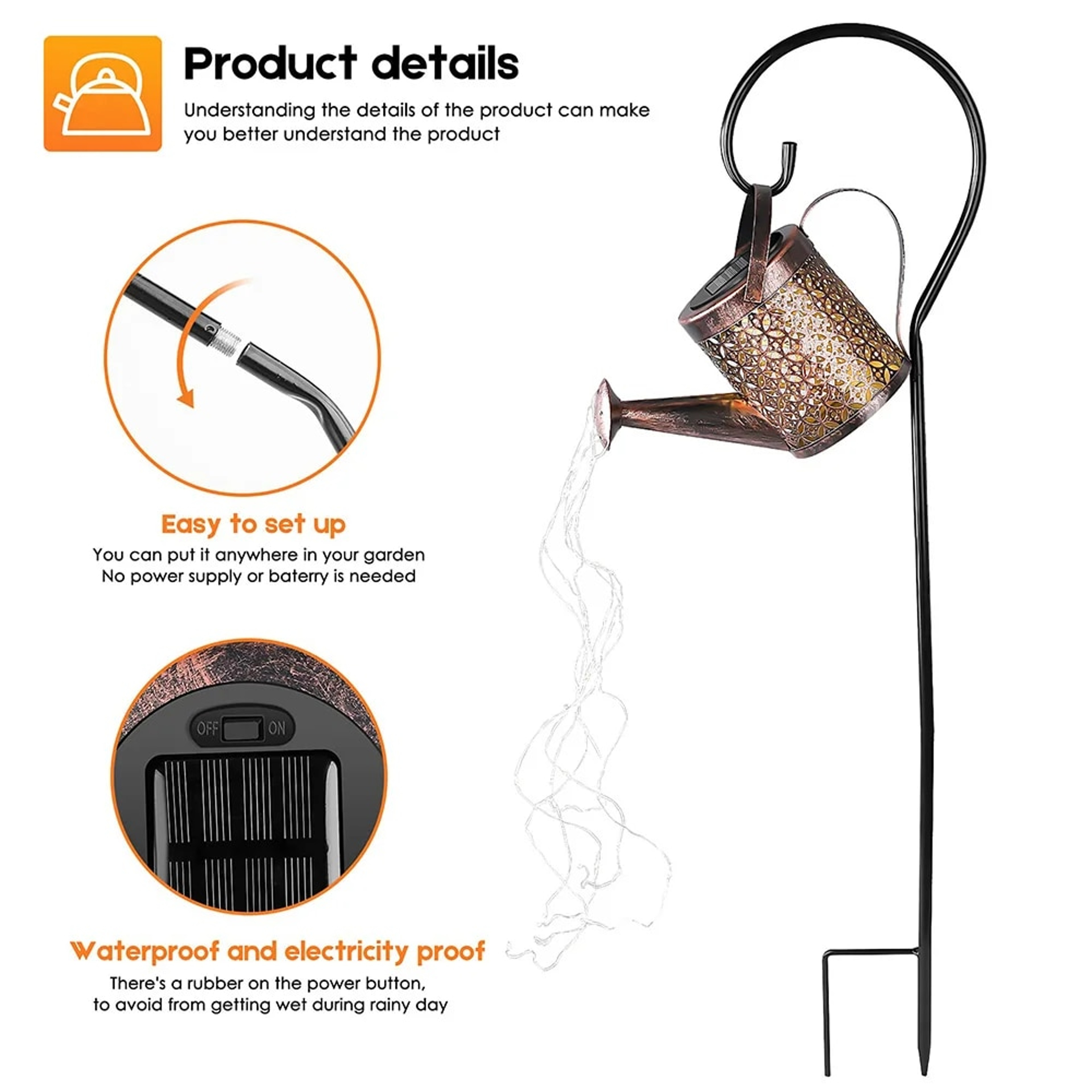 Solar Watering Can Light: Outdoor Garden Decor – view 7