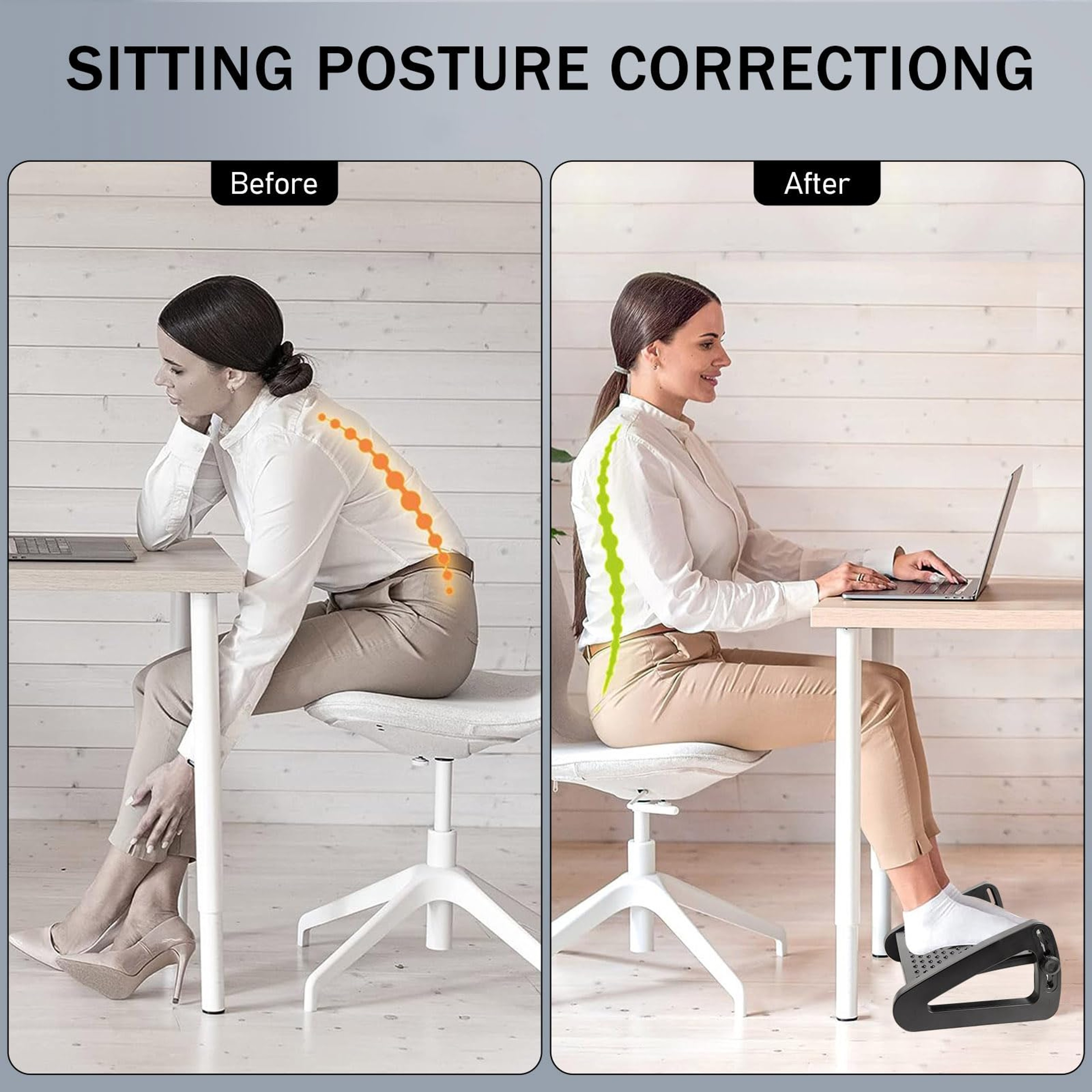 Footrest Under Desk Ergonomic Foot Stool with Massage Rollers Leg Rest for Pain Relief at Work or H