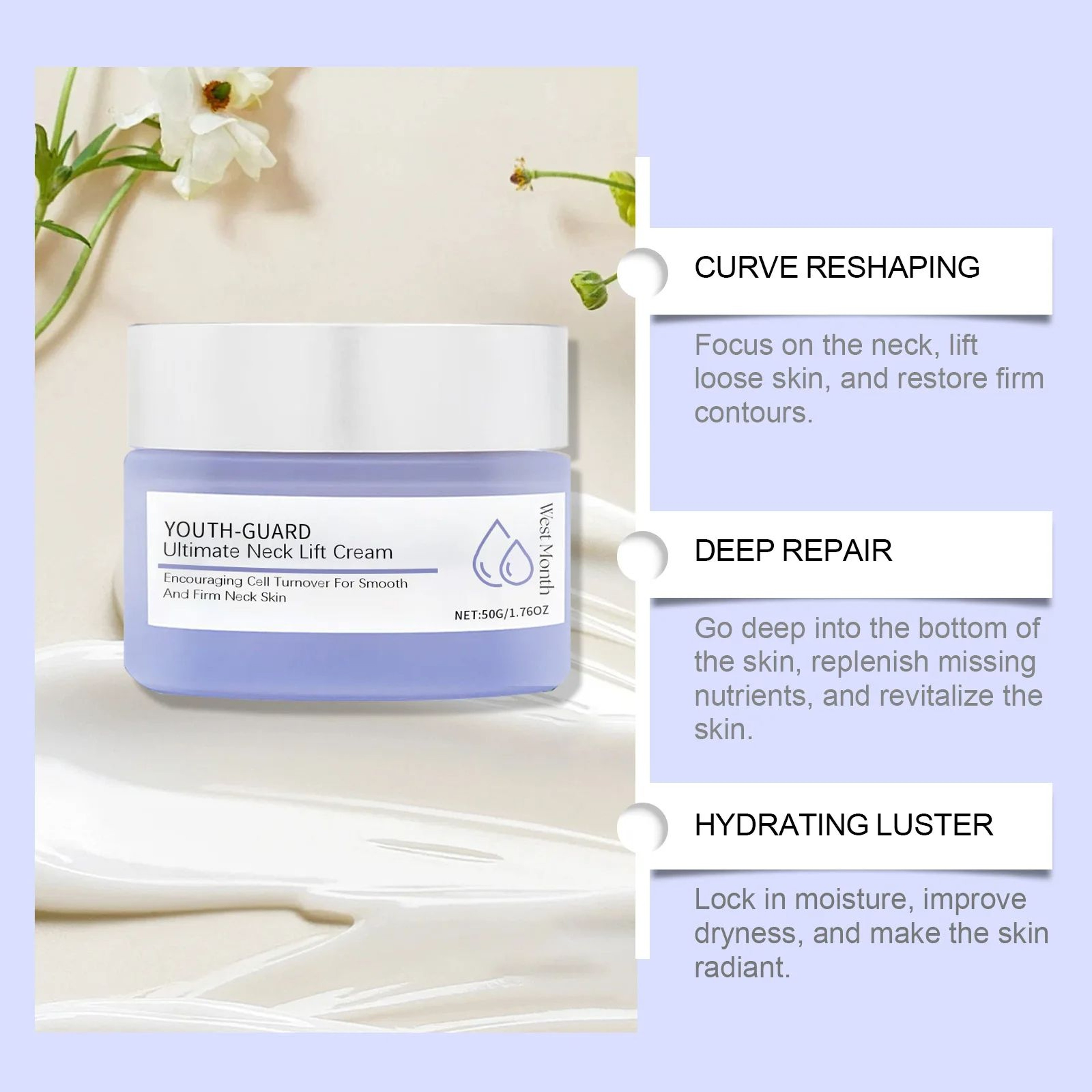 Neck Lift Cream Eliminate Neck Fine Lines Deeply Moisturizing Hydrate Firming Tightening Nourishing 5