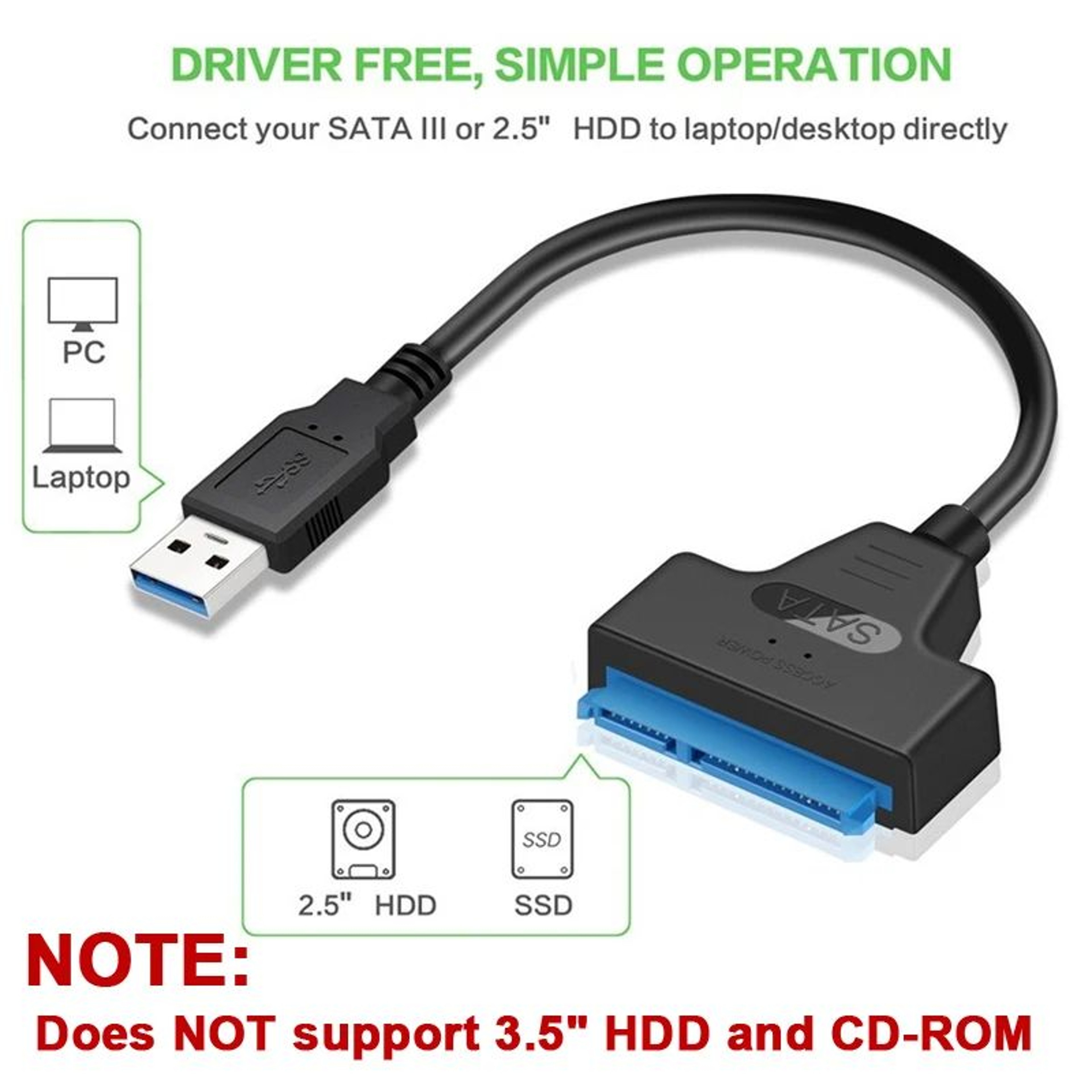 USB 30 To SATA III Cable Adapter 22 Pin SATA To USB Cord For External SSD HDD Hard Drive Conve 5