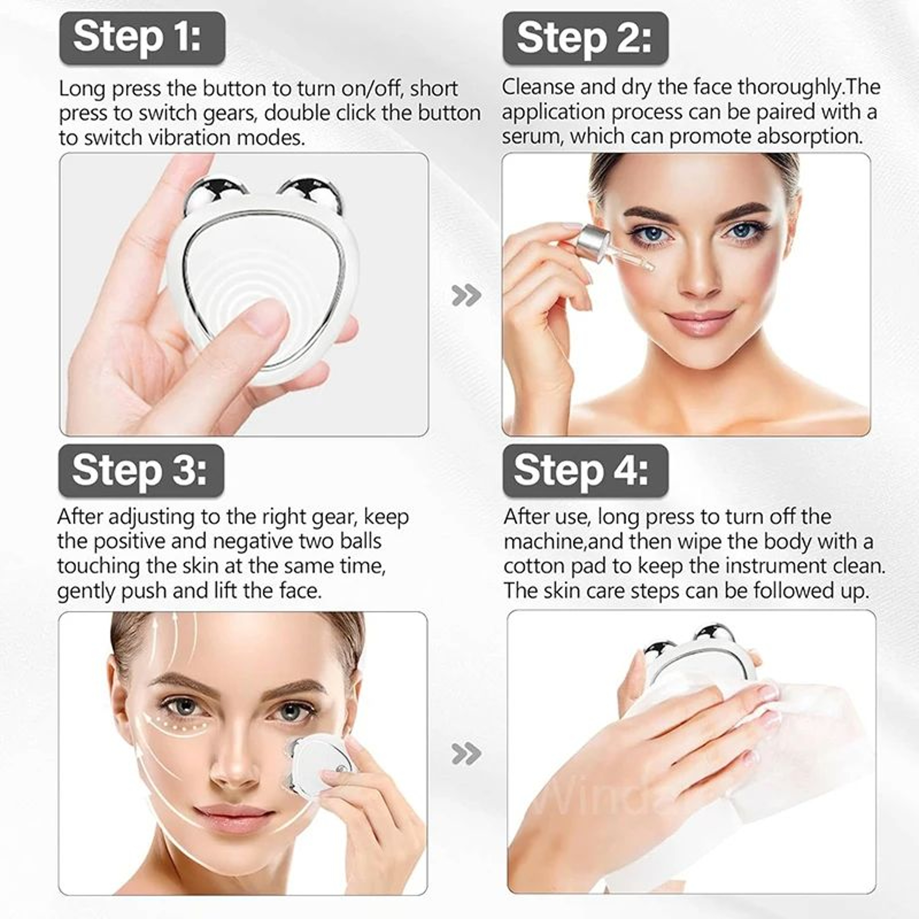 Facial Massager Microcurrent Face Lifting Machine Skin Tightening Roller For AntiWrinkle Rejuvenati 2