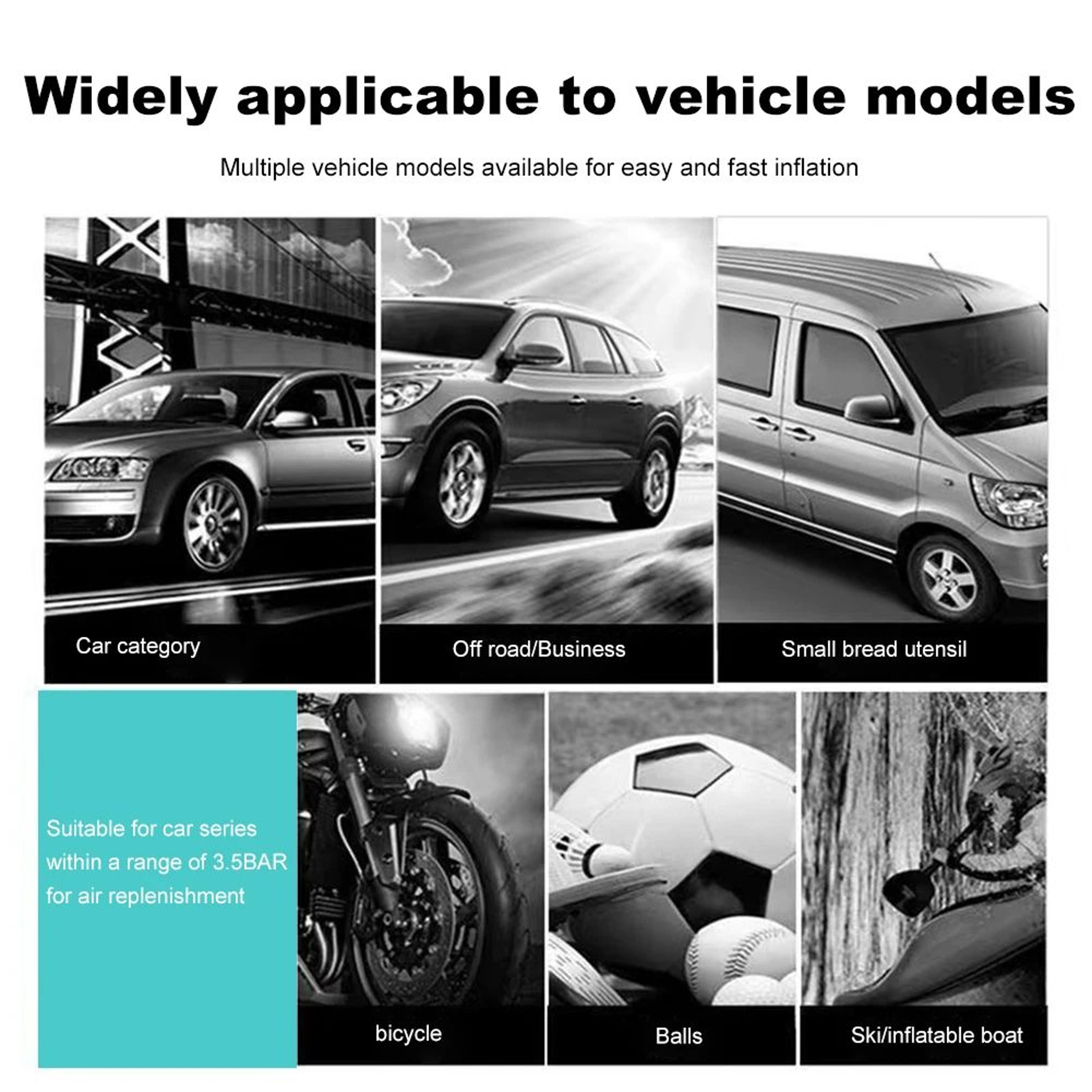 Air Compressor Dual Cylinder Tire Inflator Heavy Duty Car Electric Air Pump With LED Light Portable 5