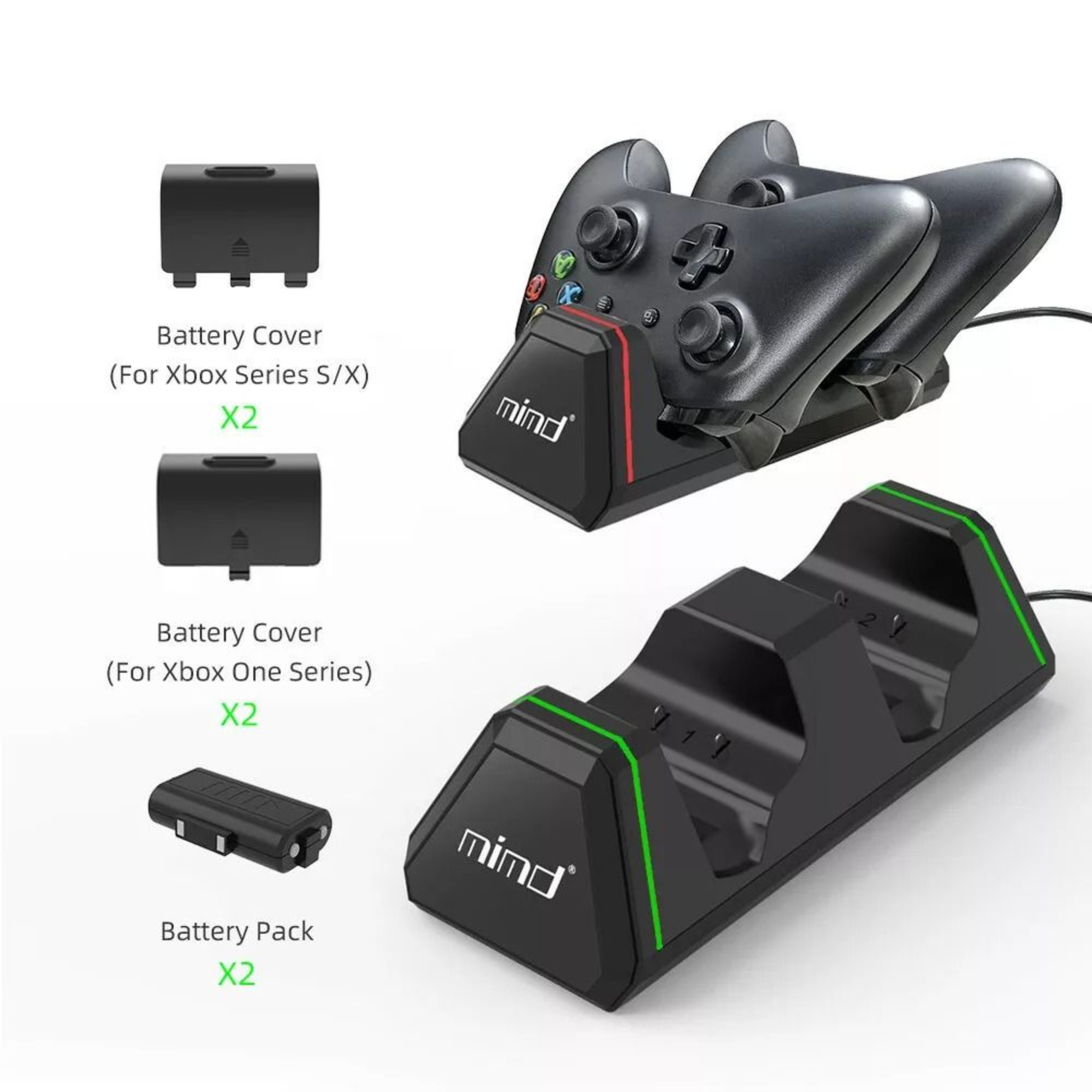Xbox OneSeries XS Controller Charger Station Dual USB Dock With Rechargeable Battery Pack 3